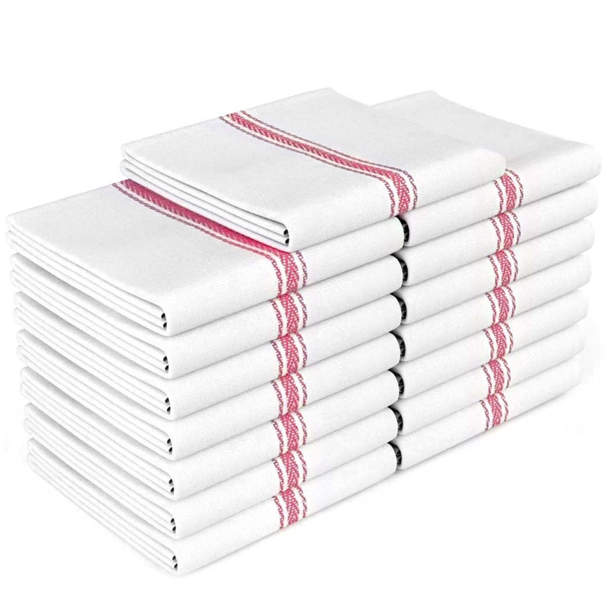 Zeppoli Classic Kitchen Towels - 15 Pack 100% Natural Cotton Dish Towels Set | Super Absorbent, Reusable & Machine Washable Hand Towels & Wash Cloths | Eco-Friendly Kitchen Essentials (14