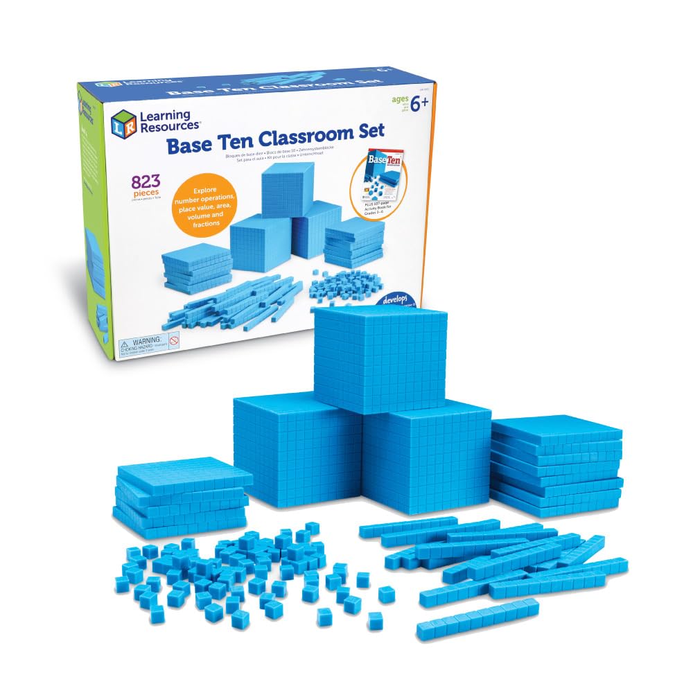 Learning Resources LER0932 Plastic Base Ten Class Set - Math Manipulatives for Kids, Hands-On Learning Tools for Counting, Place Value & Early Math Concepts - Perfect for Classroom & Homeschool Use
