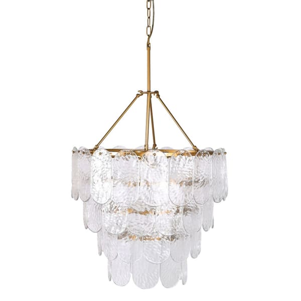 Blanch Glass Petal Chandelier - Elegant Crystal Ceiling Light Fixture for Dining Room, Bedroom & Living Room Decor