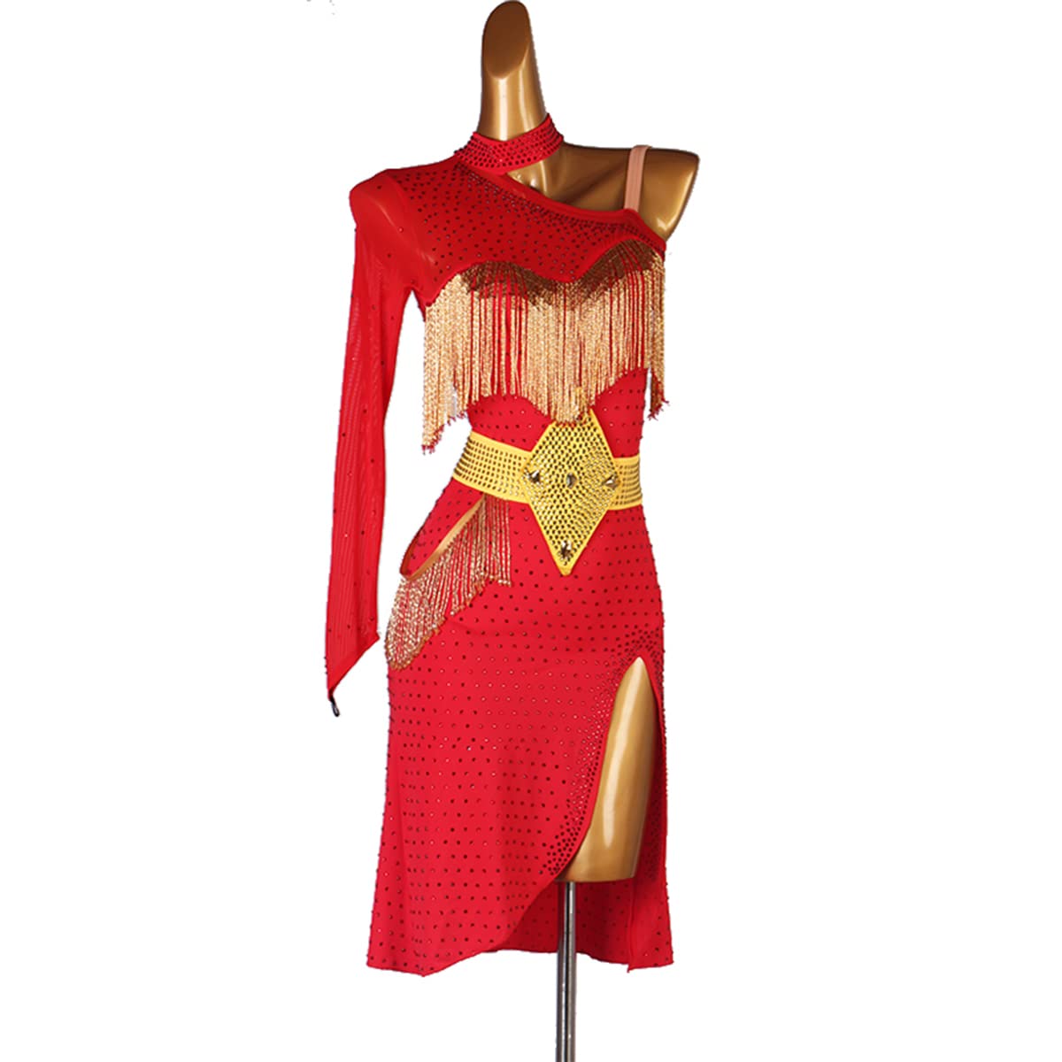 Sexy Tassel Latin Dance Dress for Women - Tube Beads Salsa Samba Cha Cha Competition Dress - Ballroom Tango Waltz Skirt - Perfect for Performances, Competitions & Dance Parties