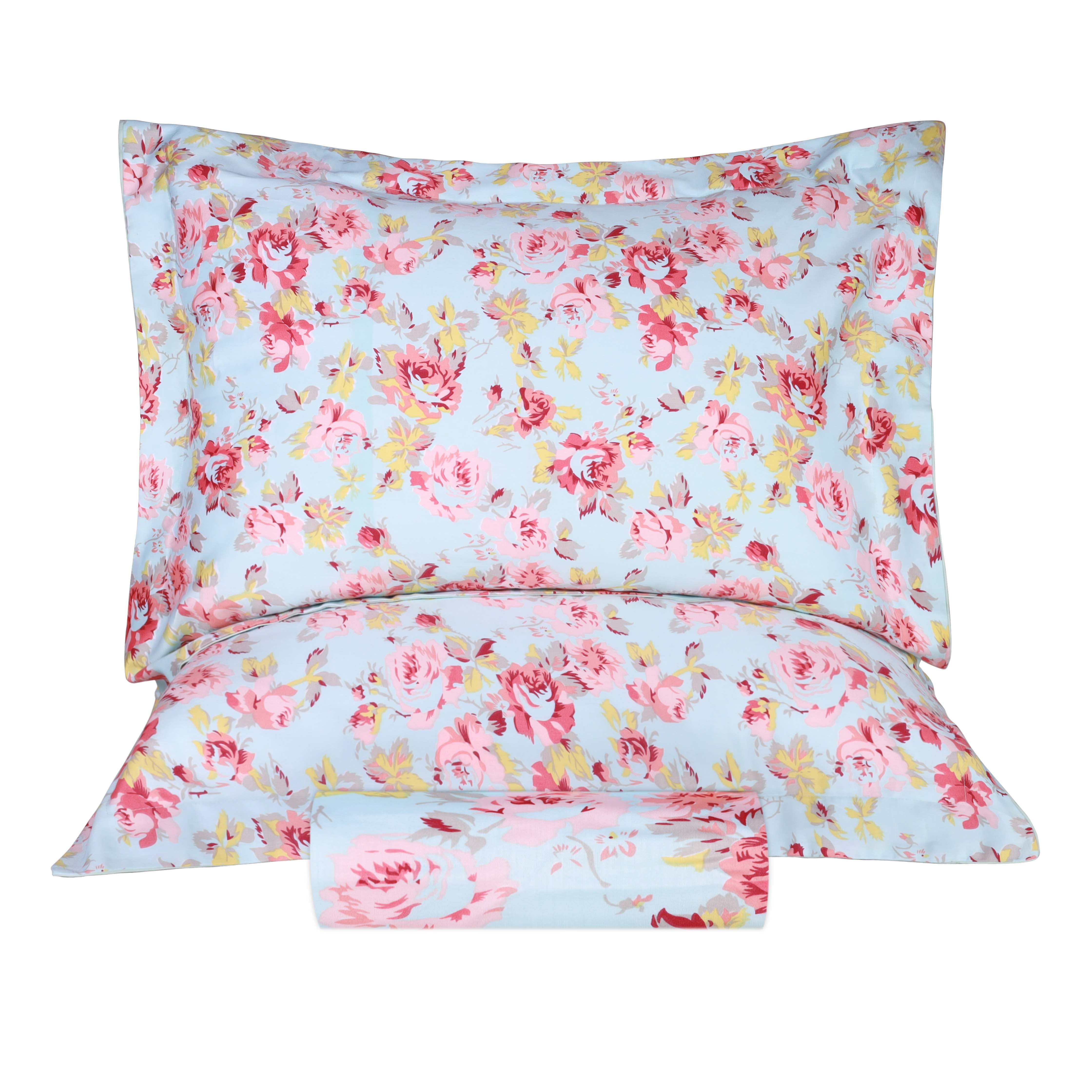 300 Thread Count Solid & Floral Cotton Duvet Cover Set - All Season Soft Bedding for Master Bedroom, Guest Room & Vacation Homes