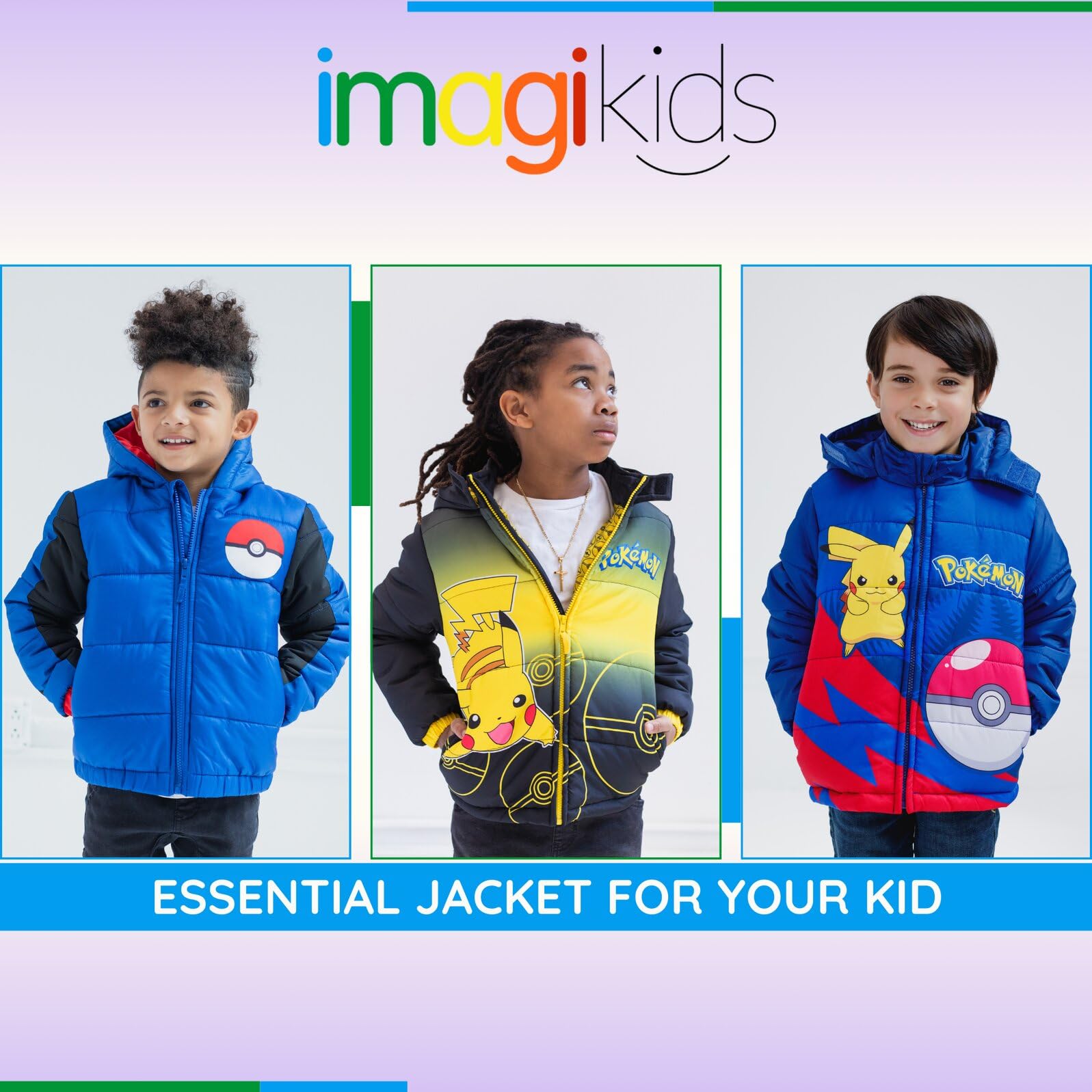 **Pokemon Pikachu Zip-Up Puffer Jacket for Kids - Warm Winter Coat for Boys & Girls (Ages 4-12) - Perfect for Outdoor Play & School**