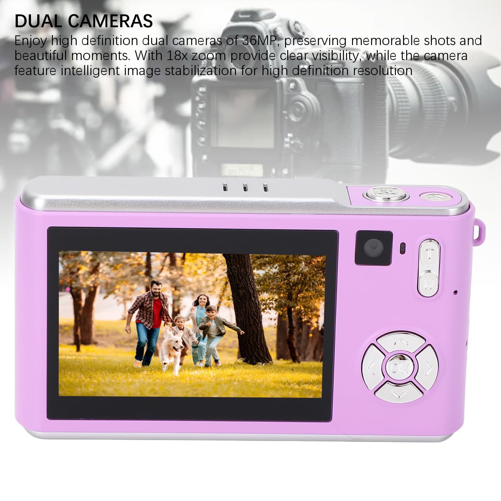 36MP 1080P HD Digital Camera for Photography & Vlogging - Dual Lens Auto Focus Compact Camera with 3