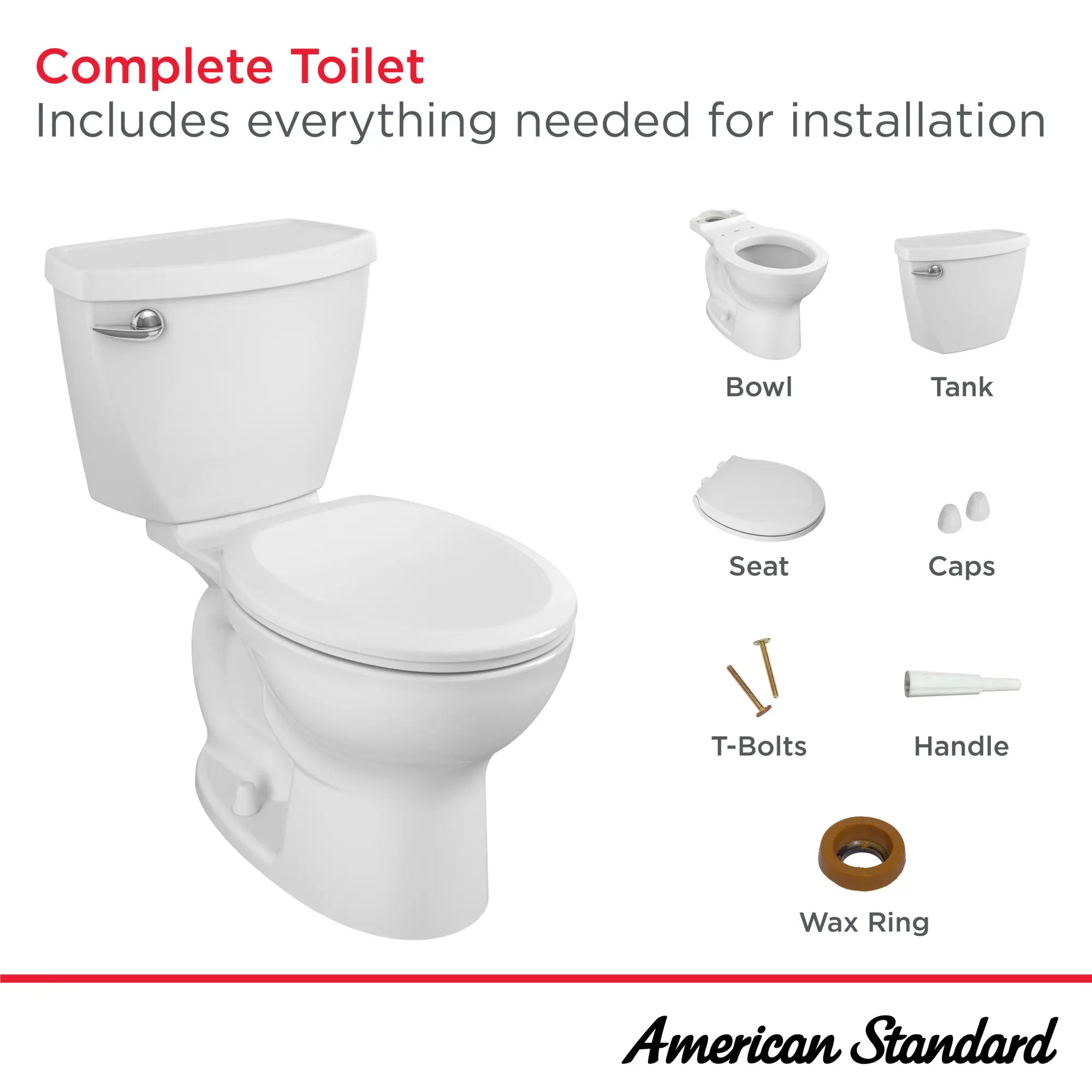 Cadet 3 1.28 GPF/4.8 LPF Left Trip Lever 15-Inch Round Front Toilet with Slow Close Seat - Easy Installation for Bathroom, Home & Commercial Use