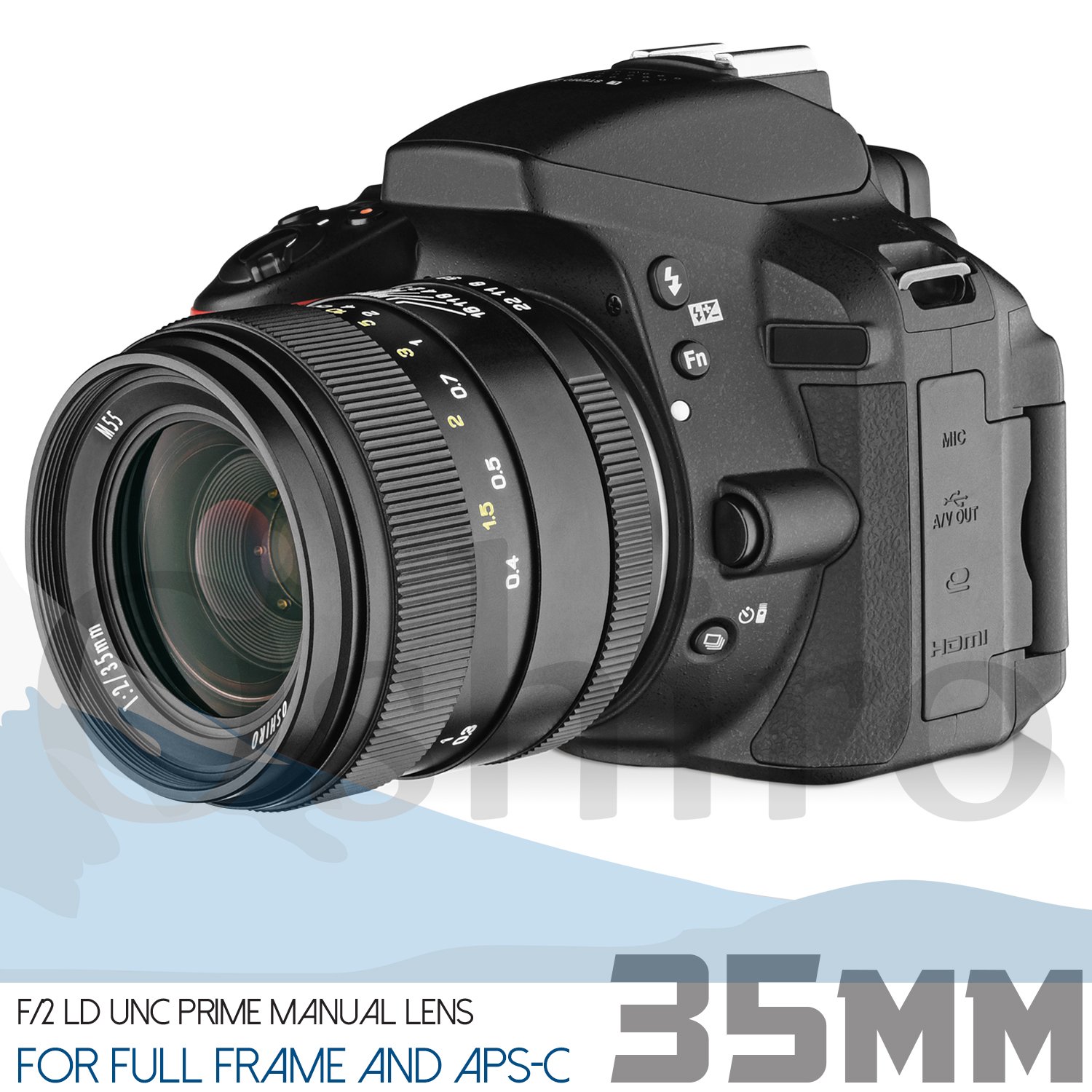 Oshiro 35mm f/2 LD UNC AL Wide Angle Prime Lens for Sony E-Mount FE Mirrorless Cameras + Opteka 55mm 10x HD II Macro Lens Bundle with Accessories (6 Items) - Perfect for Portrait, Street & Macro Photography on Sony A7, A9 Series