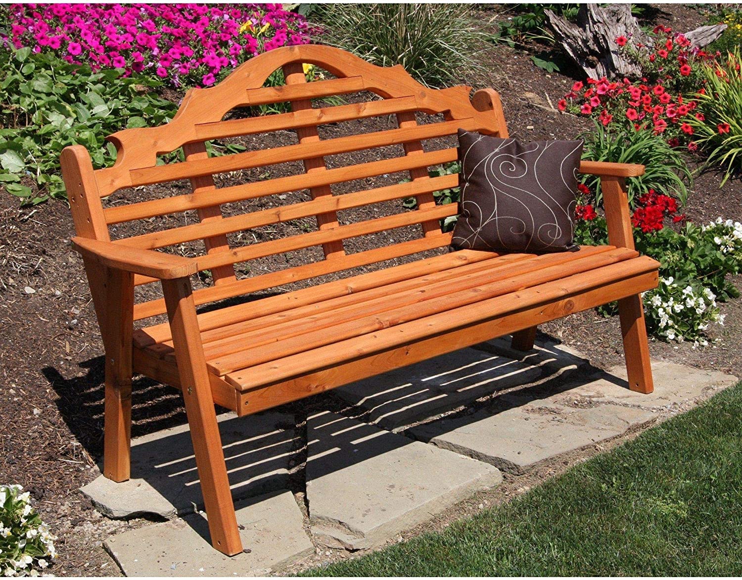 Premium Cedar Marlboro Garden Bench - Outdoor Patio Seating with Weather-Resistant Wood - Perfect for Backyard, Garden, and Porch Relaxation