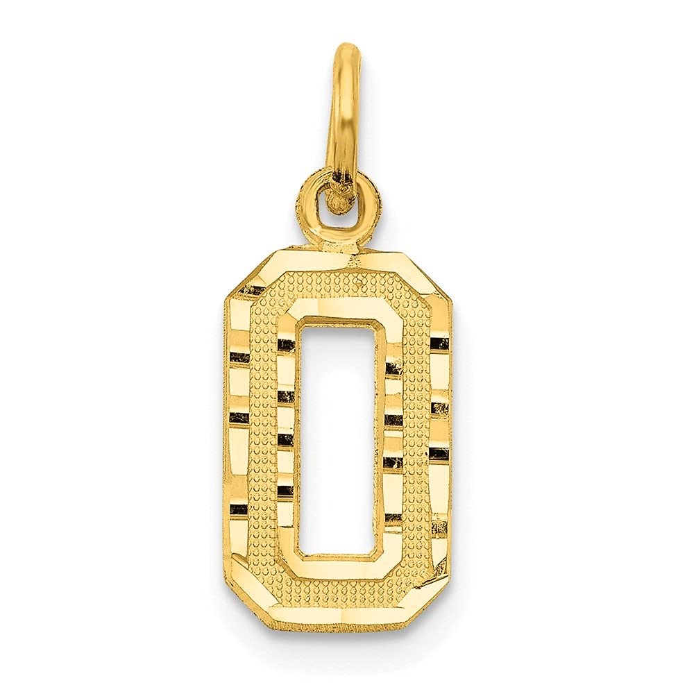14K Yellow Gold Small Brushed Diamond-Cut Numeric Number Charm Pendant Necklace - Elegant Women's Fine Jewelry Gift for Birthday, Anniversary & Special Occasions