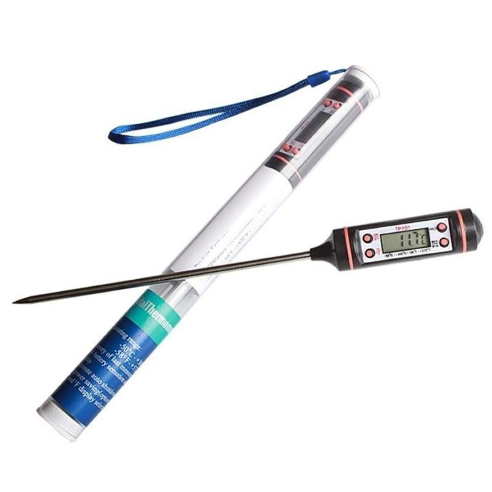 Digital Meat Thermometer with Probe - Instant Read Kitchen Thermometer for Cooking, Grilling, Baking - Perfect for Meat, Water, Milk & BBQ (Black) | Essential Tool for Home Chefs & Outdoor Cooking