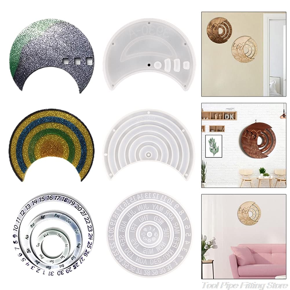KyeeaDIY 3-Piece Rotatable Moon Phase Silicone Mold Set - Resin Epoxy Casting Kit for Perpetual Calendar, Wall Art & Home Decor | Perfect for DIY Crafts, Gifts & Boho Room Decoration (Small Moon)