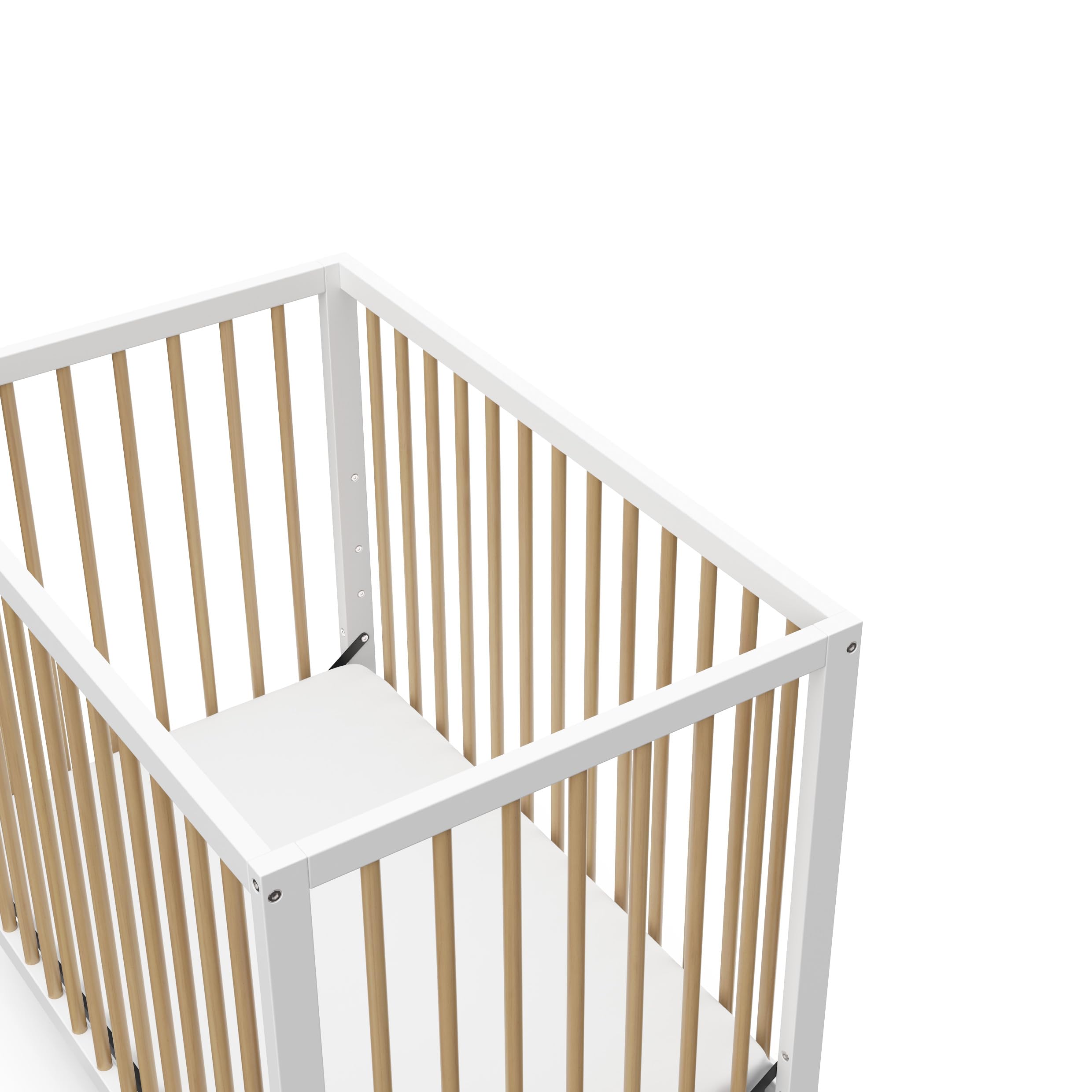 Graco Teddi 4-in-1 Convertible Mini Crib with Waterproof Mattress - GREENGUARD Gold Certified, 2.75-Inch Mattress Included, Compact Nursery Furniture for Small Spaces, Easy 30-Minute Assembly - Perfect for Apartments, Daycares & Guest Rooms