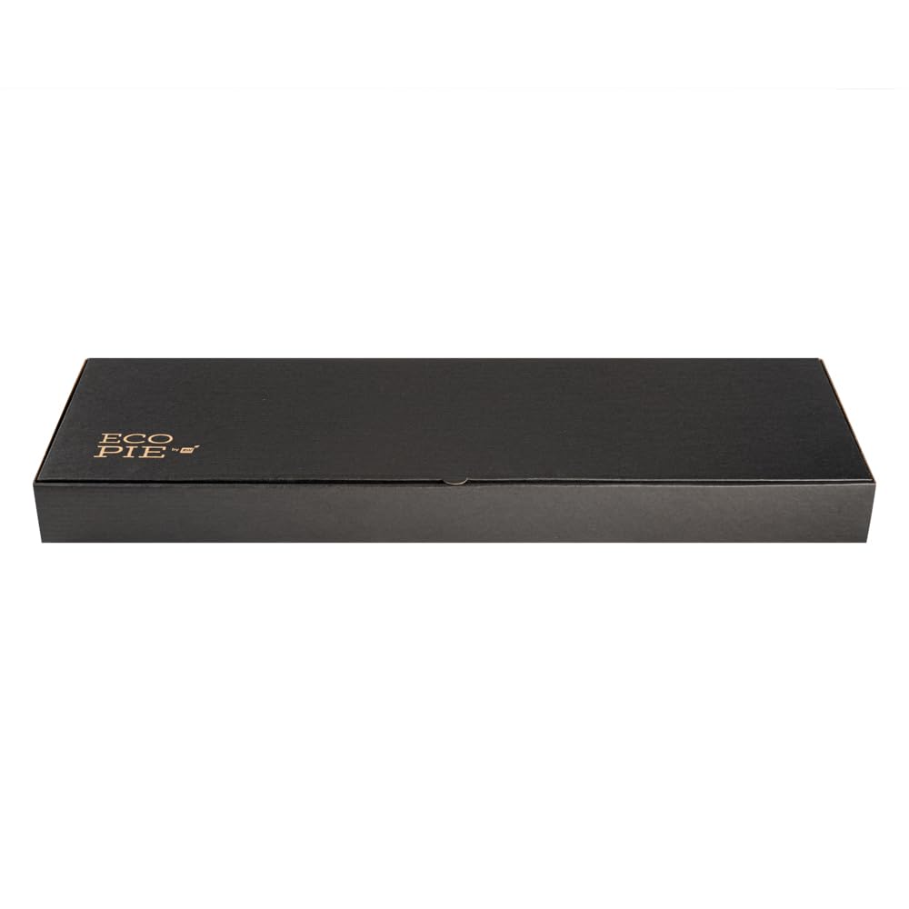 Eco-Friendly 24 x 12 x 2 Inch Flatbread Takeaway Boxes - 50 Pack Sturdy Corrugated Pizza Boxes with E-Flute Design & Tab-Lock System | Black & Kraft Paper Disposable Food Containers for Flatbreads, Pizzas, and Catering Events