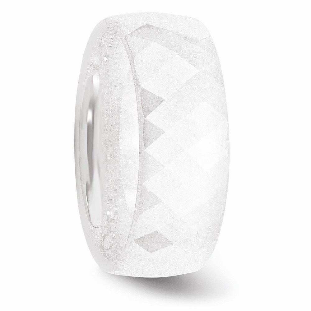 8mm Faceted Ceramic White Polished Band Ring for Women - Elegant & Durable Wedding, Engagement, or Everyday Jewelry