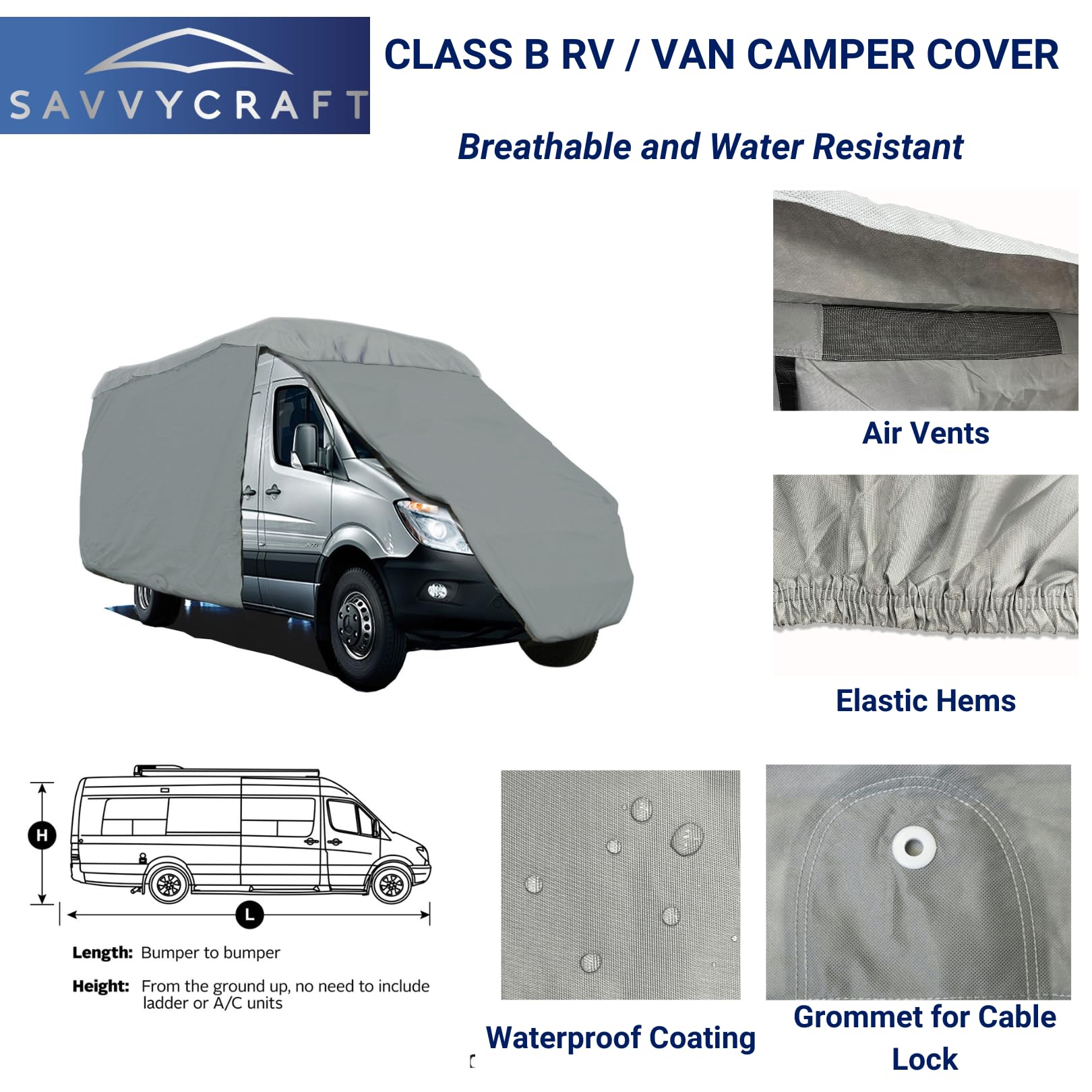 SavvyCraft Premium Class B RV Cover - Waterproof, Windproof & Tear-Resistant Protection for 21ft Motorhomes with 24