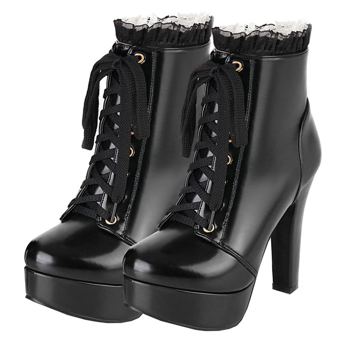 BEAUPAS Women's Chunky Block Heel Ankle Boots - Platform Booties with Side Zipper for Casual Outfits, Office Wear & Night Out