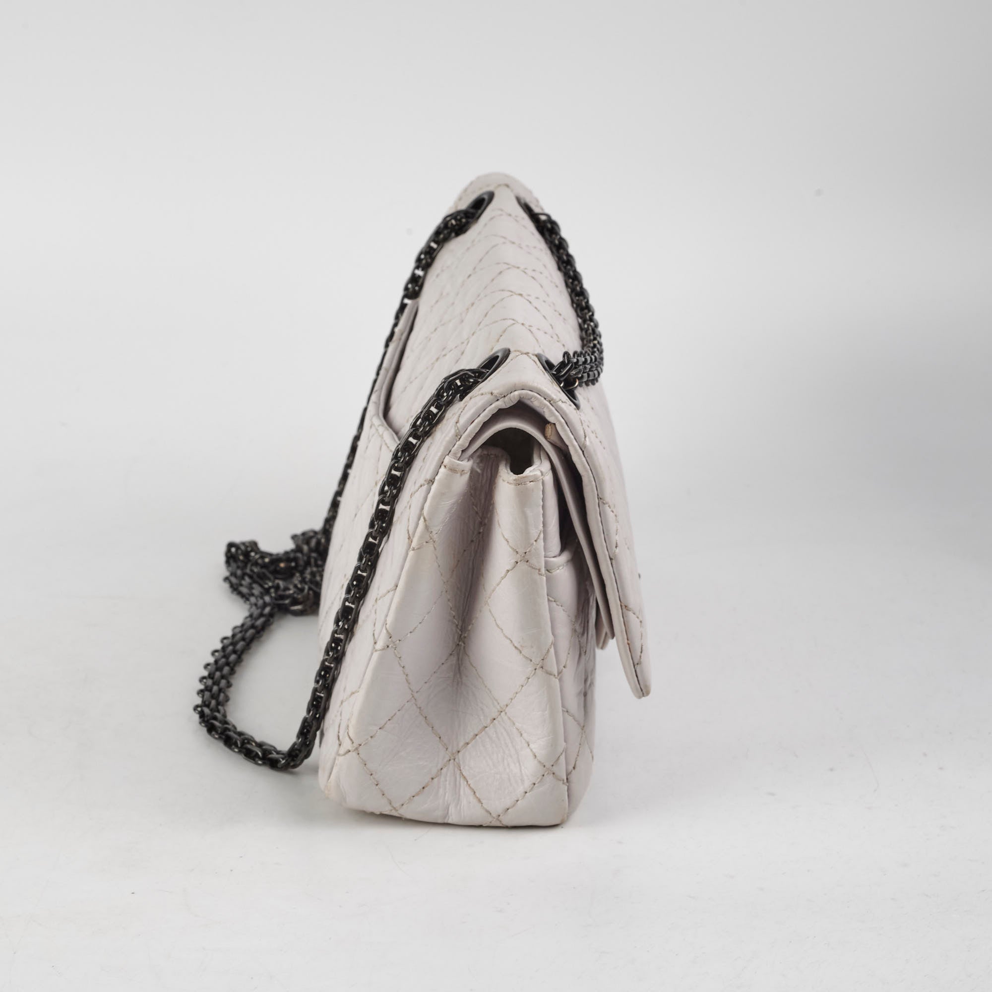 Chanel Reissue 225 Grey Leather Handbag - Classic Flap Bag with Chain Strap for Women | Perfect for Work, Evening Events & Luxury Fashion Accessories