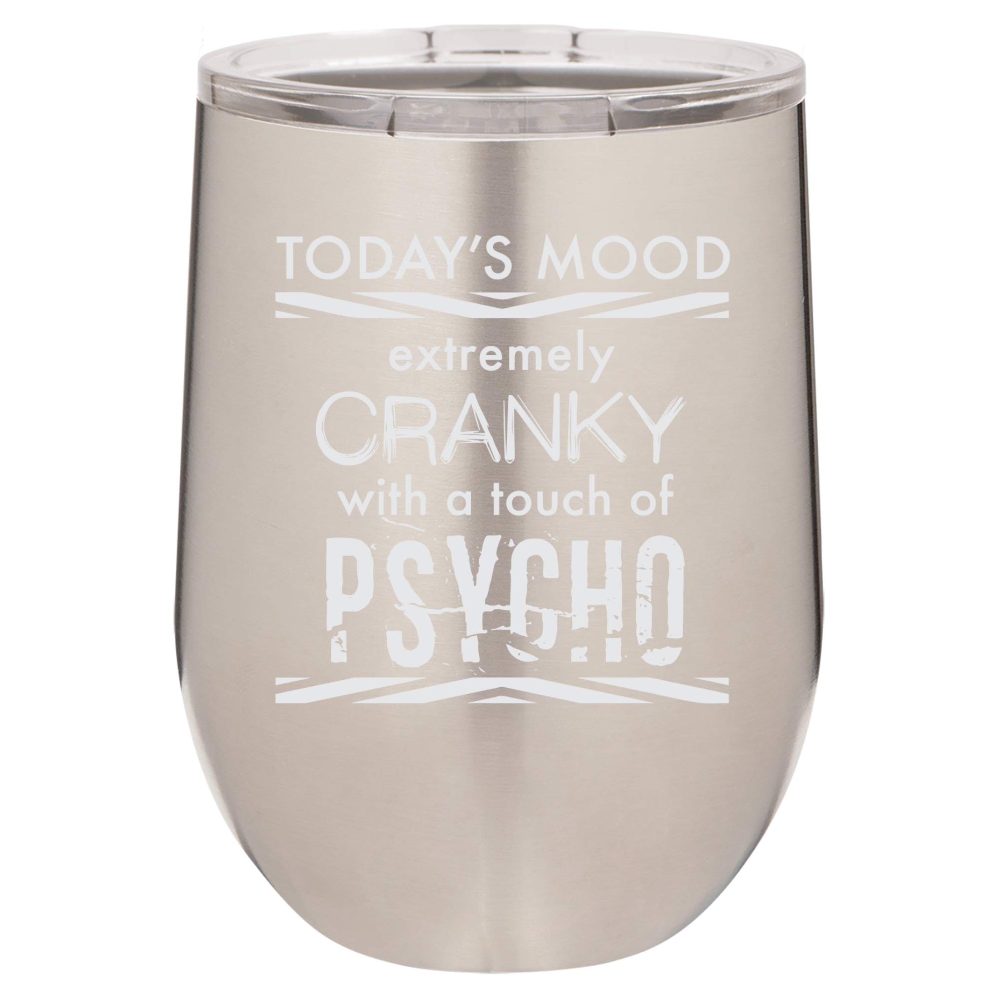 Today's Mood Engraved Insulated Stainless Steel Wine Tumbler - 12 Oz Double Wall Vacuum Insulation, Leakproof Lid - Perfect for Wine, Cocktails & Outdoor Picnics