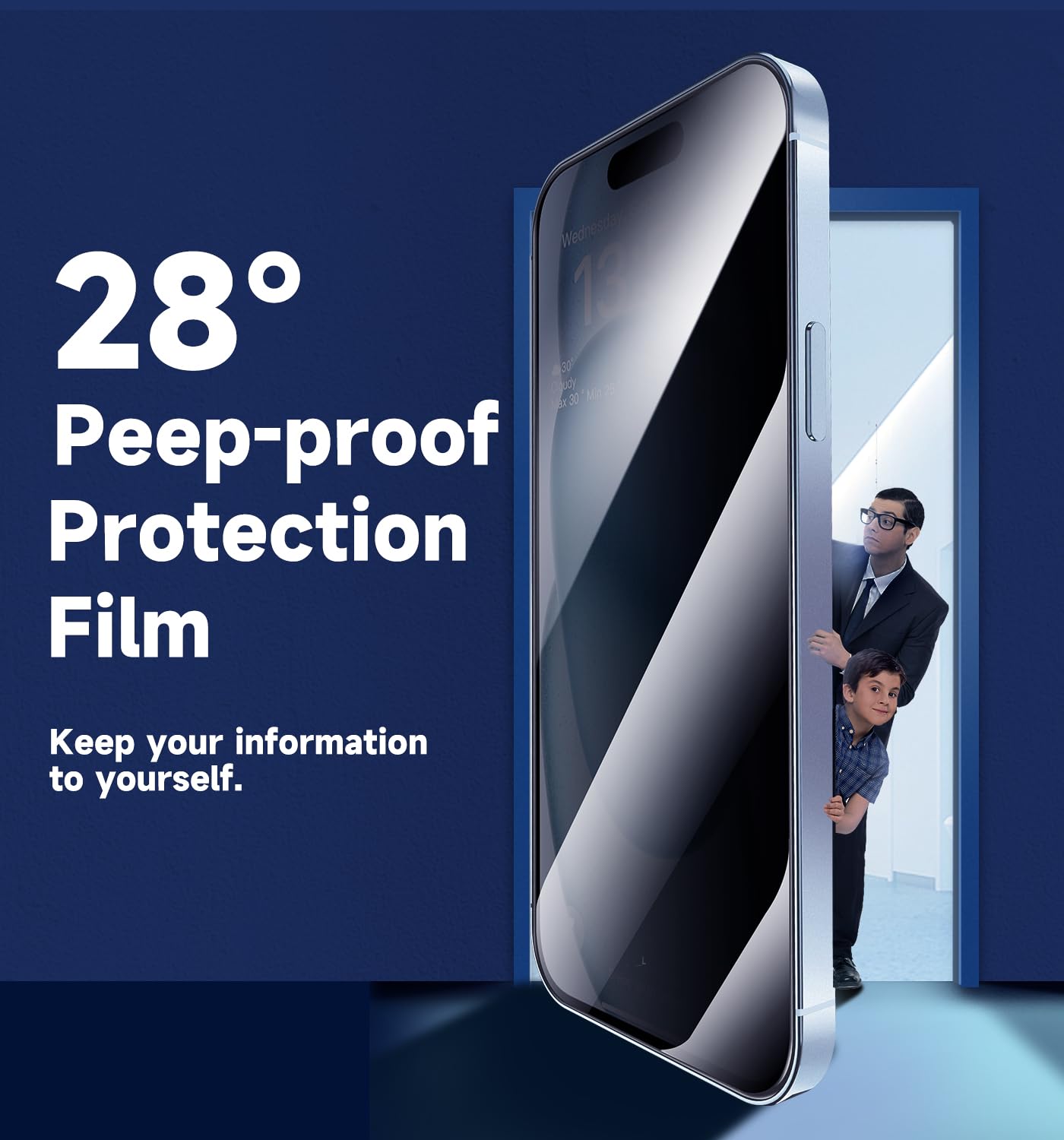 2 Pack MAGIC JOHN Privacy Tempered Glass Screen Protector for iPhone 15 6.1 Inch - Auto Dust Removal, Bubble-Free, Easy Installation - Perfect for Work, Travel & Everyday Protection