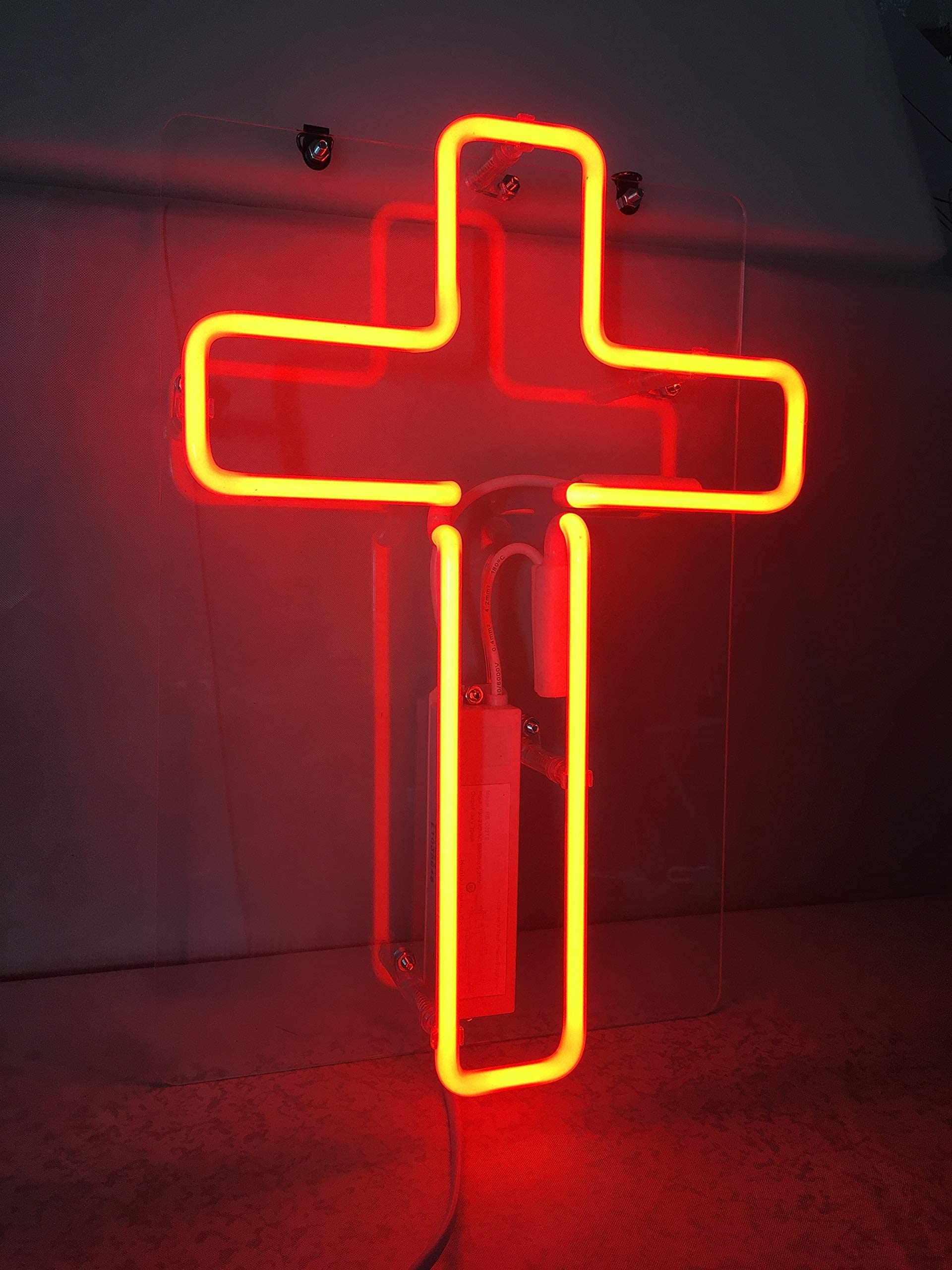 Red Cross Neon Sign - Real Glass Tube LED Wall Art for Home, Bedroom, Bar & Office Decor - Perfect for Parties, Gifts & Visual Displays