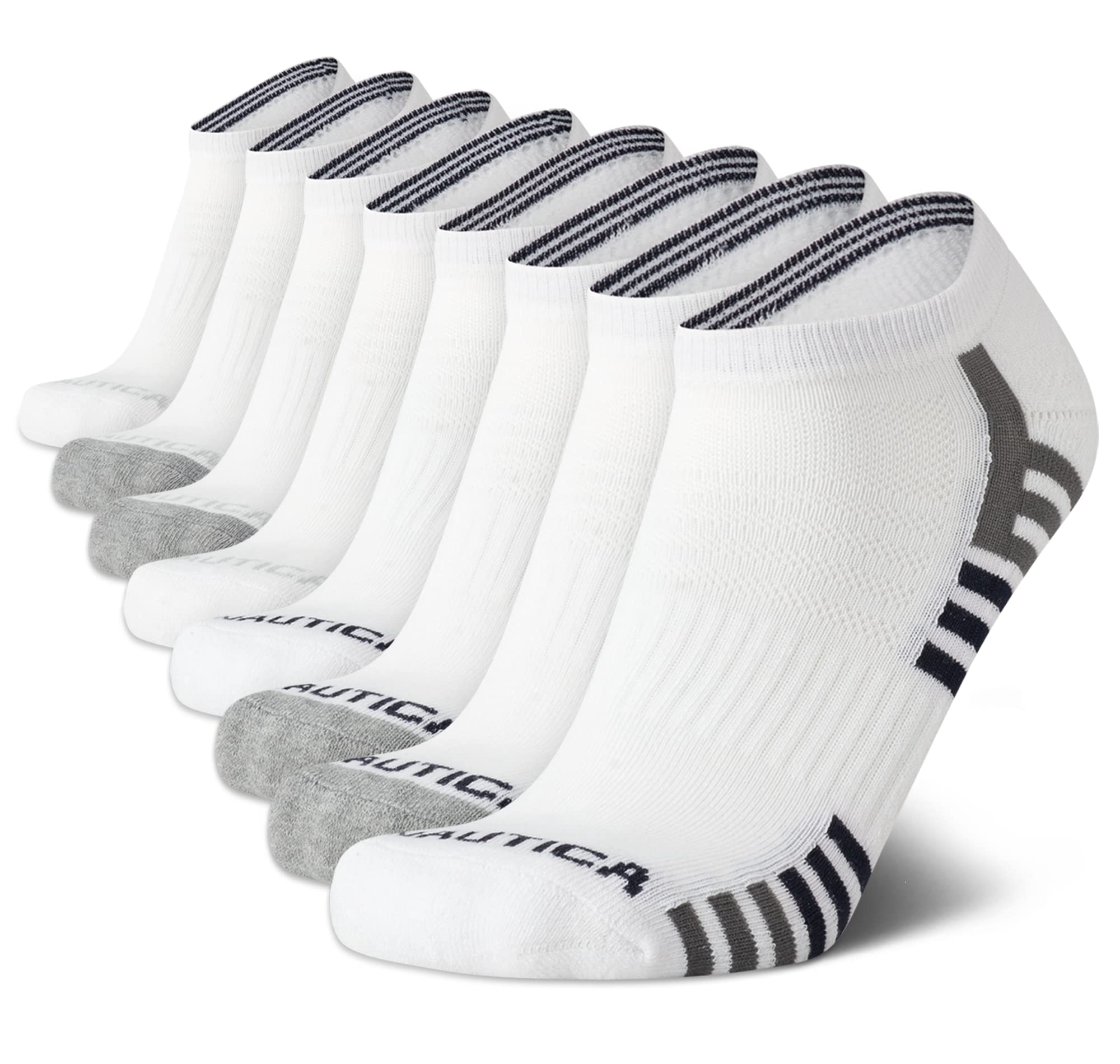 Nautica Men's Low Cut Athletic Socks 8-Pack - Comfortable Cushioned Ankle Socks for Running, Gym & Casual Wear - Breathable Sports Socks for Men