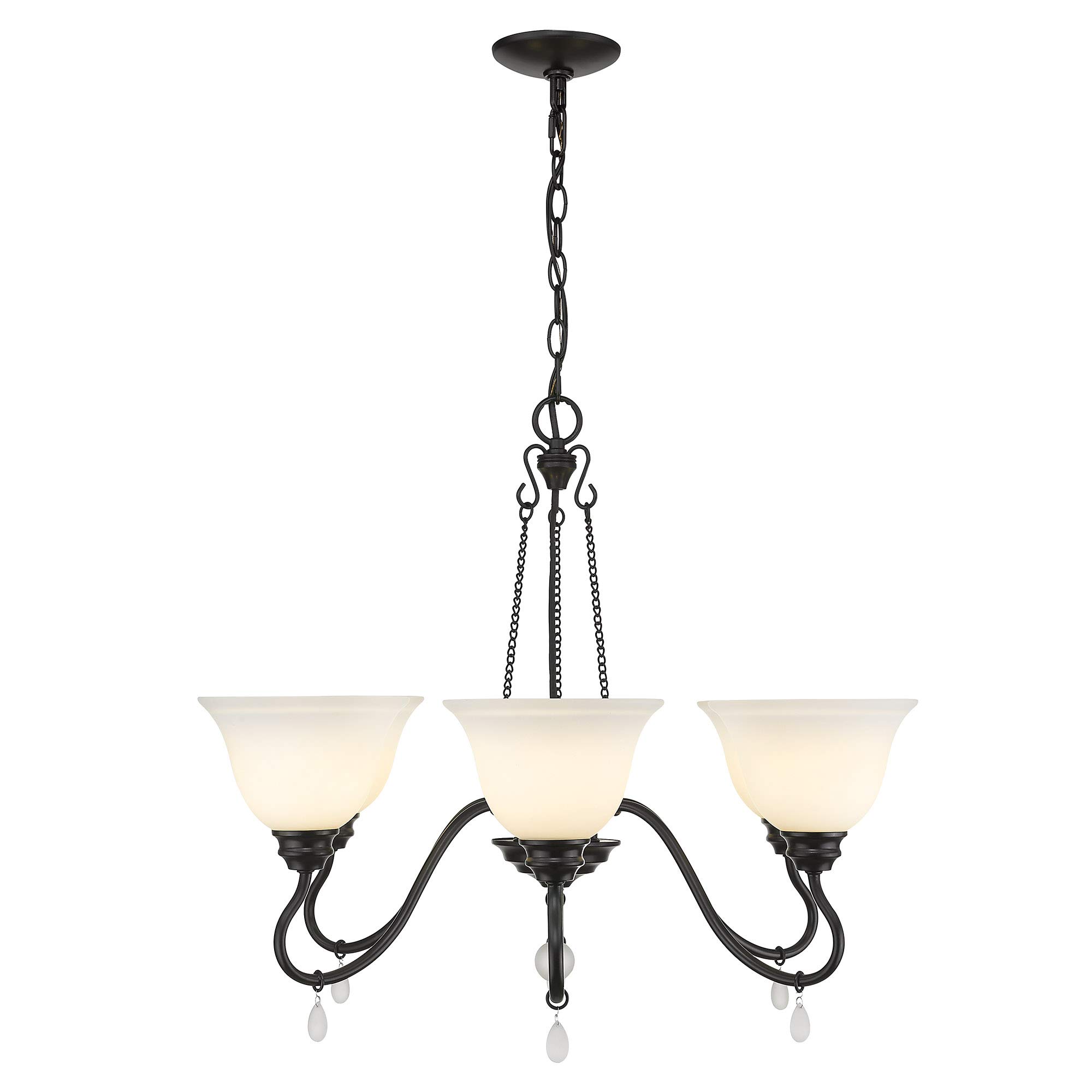 Golden Lighting Donya Chandelier - Matte Black with Opal Glass | Modern Black Ceiling Light Fixture for Dining Room, Kitchen, Living Room | Elegant Lighting for Home Decor & Interior Design