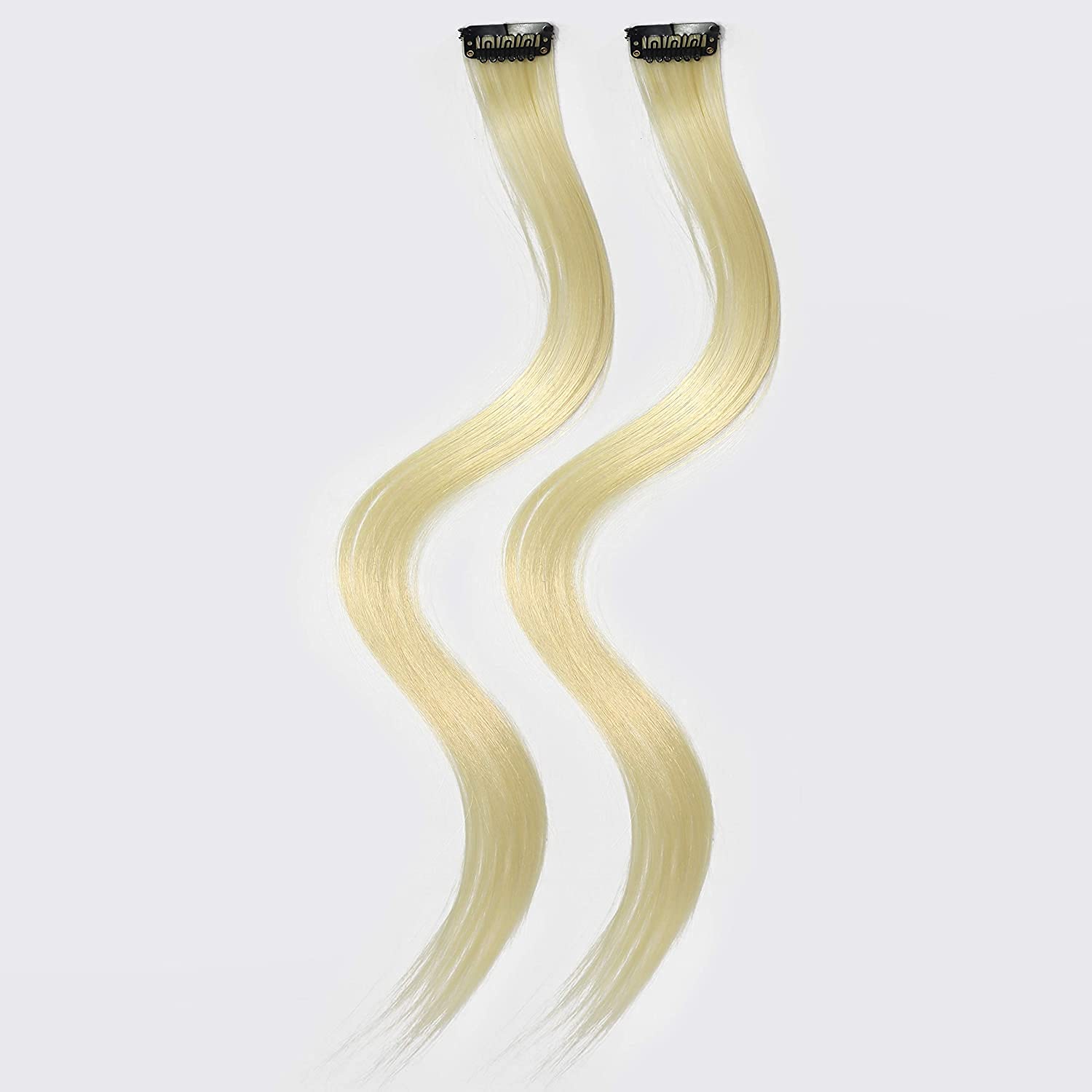 Rapidsflow® 6-Piece Curly Blonde Hair Extensions for Women & Girls - Real Human Hair Highlights & Streaks for Party, Cosplay & Everyday Styling