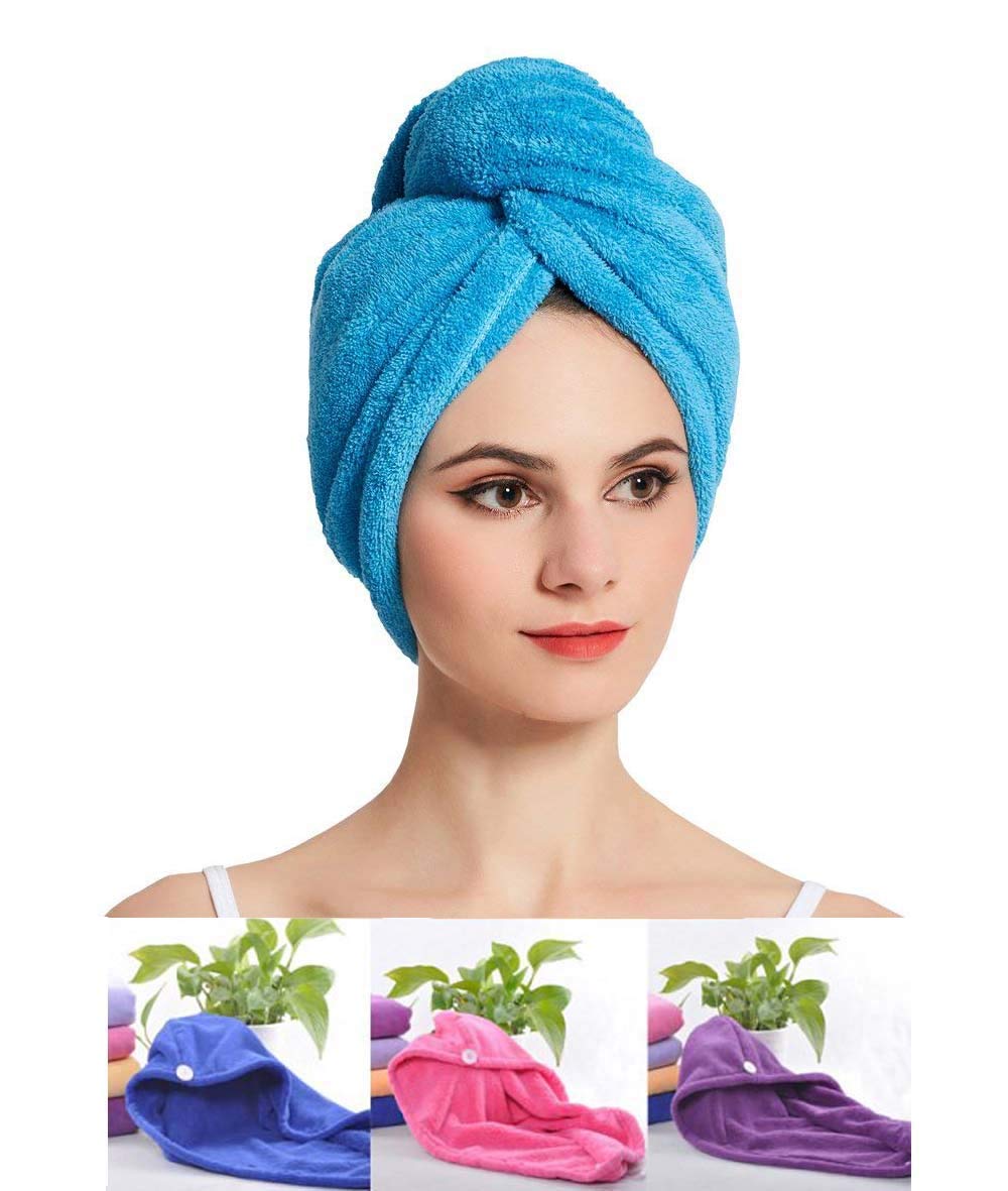 Skevera Super Absorbent Microfiber Hair Towel Wrap - 500 GSM Quick Dry Hair Turban for Women & Men - Salon Quality Bath Towel Cap for Wet Hair After Shower, Swimming & Spa (Multicolor)