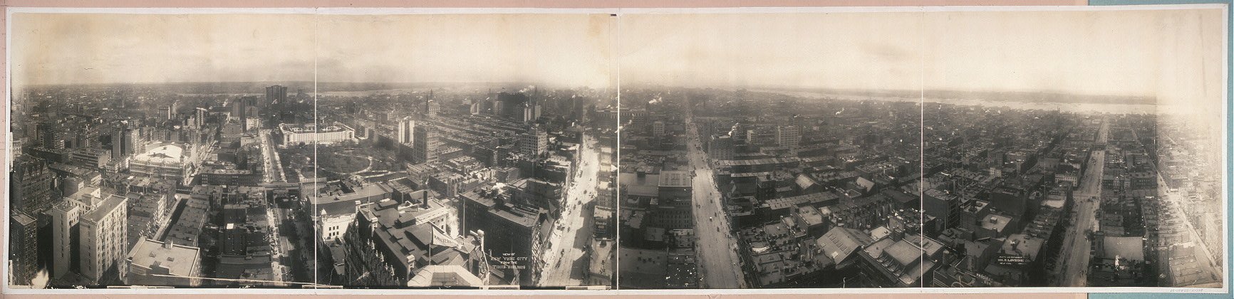 1906 Panoramic Photo of New York City Skyline from The Times Building | Vintage NYC Wall Art for Home & Office Decor