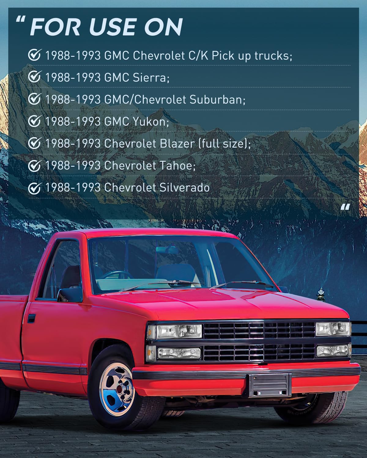 1988-1993 Chevrolet & GMC Truck Headlight Assembly - Compatible with C/K, Silverado, Suburban, Sierra, Blazer, Tahoe, Yukon - Smoke Housing with Amber Reflector - Upgrade for Improved Night Driving & Off-Road Visibility