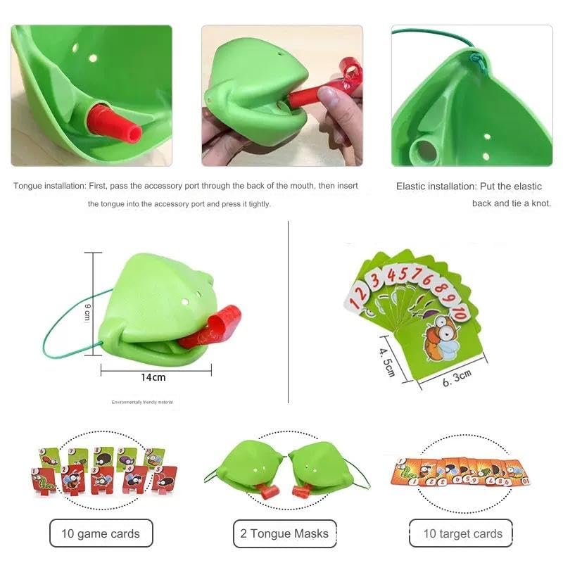 Frog Tongue Game with Blowing Air - Fun Chameleon & Lizard Tongue Party Game Set - Includes Frog Mask & Blow Tongue - Exciting Multiplayer Family Game for Kids & Adults - Perfect for Birthday Parties, Family Gatherings & Indoor Playtime