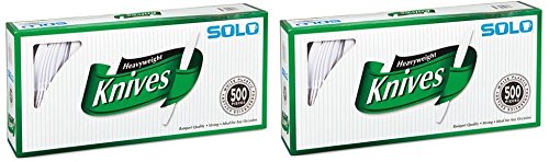 Premium Heavyweight White Disposable Knives - 500 Count (2 Pack) - Ideal for Catering, Parties, BBQs, and Outdoor Dining