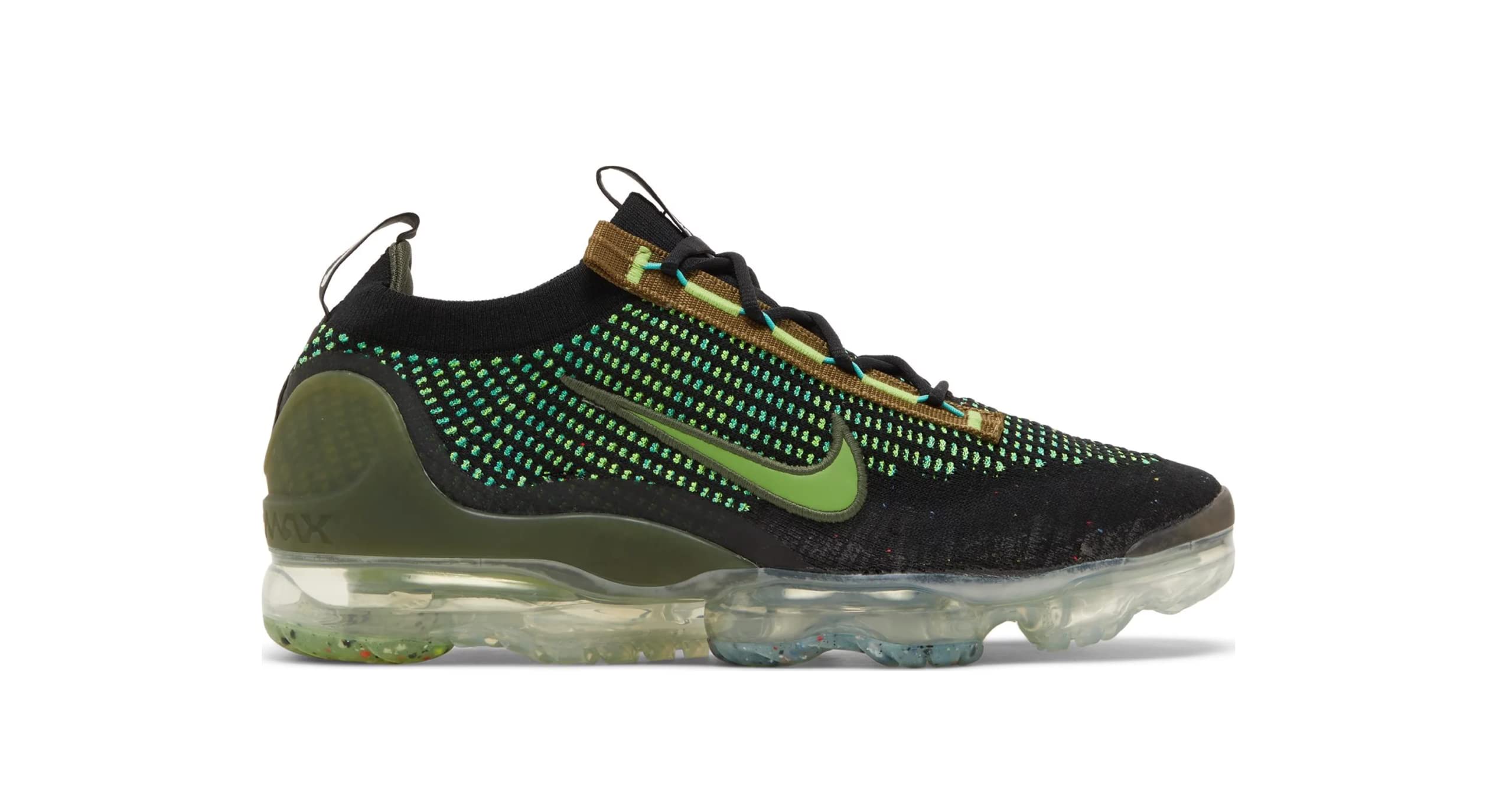 Nike Air VaporMax 2021 FK Running Shoes for Men - Black/Chlorophyll - Size 12 | Lightweight Cushioned Sneakers for Jogging, Gym Workouts & Daily Wear