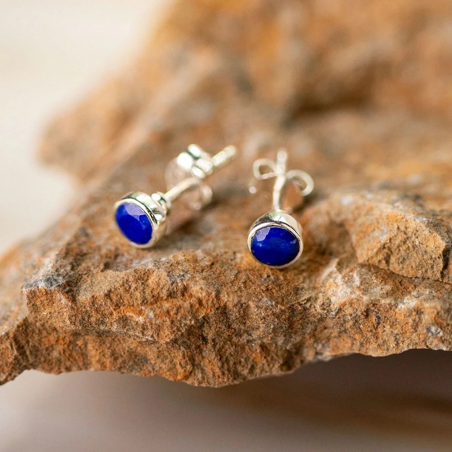 Lapis Lazuli Mini Stud Earrings - Sterling Silver September Birthstone Jewelry for Women | Perfect Gift for Birthday, Anniversary & Everyday Wear