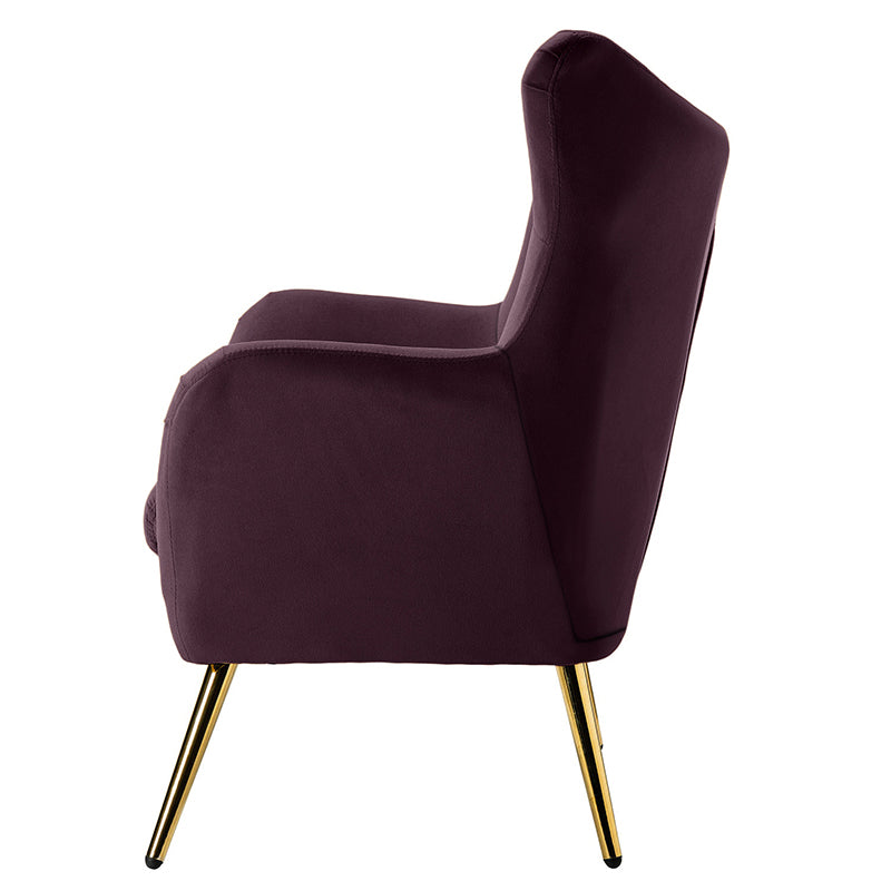 Luxury Isabelle Wingback Velvet Upholstered Armchair - High Back Accent Chair with Sturdy Metal Legs for Living Room, Bedroom & Office Decor