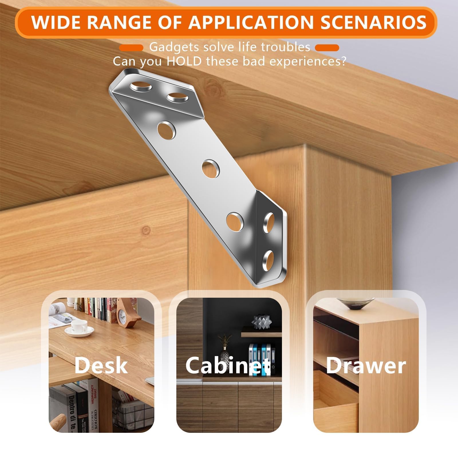 Heavy Duty 20-Pack Stainless Steel Corner Brackets - Universal Furniture Connectors for Wood Cabinets, Tables, Chairs & Shelves - Triangular Support Brackets for Home Office & DIY Furniture Assembly