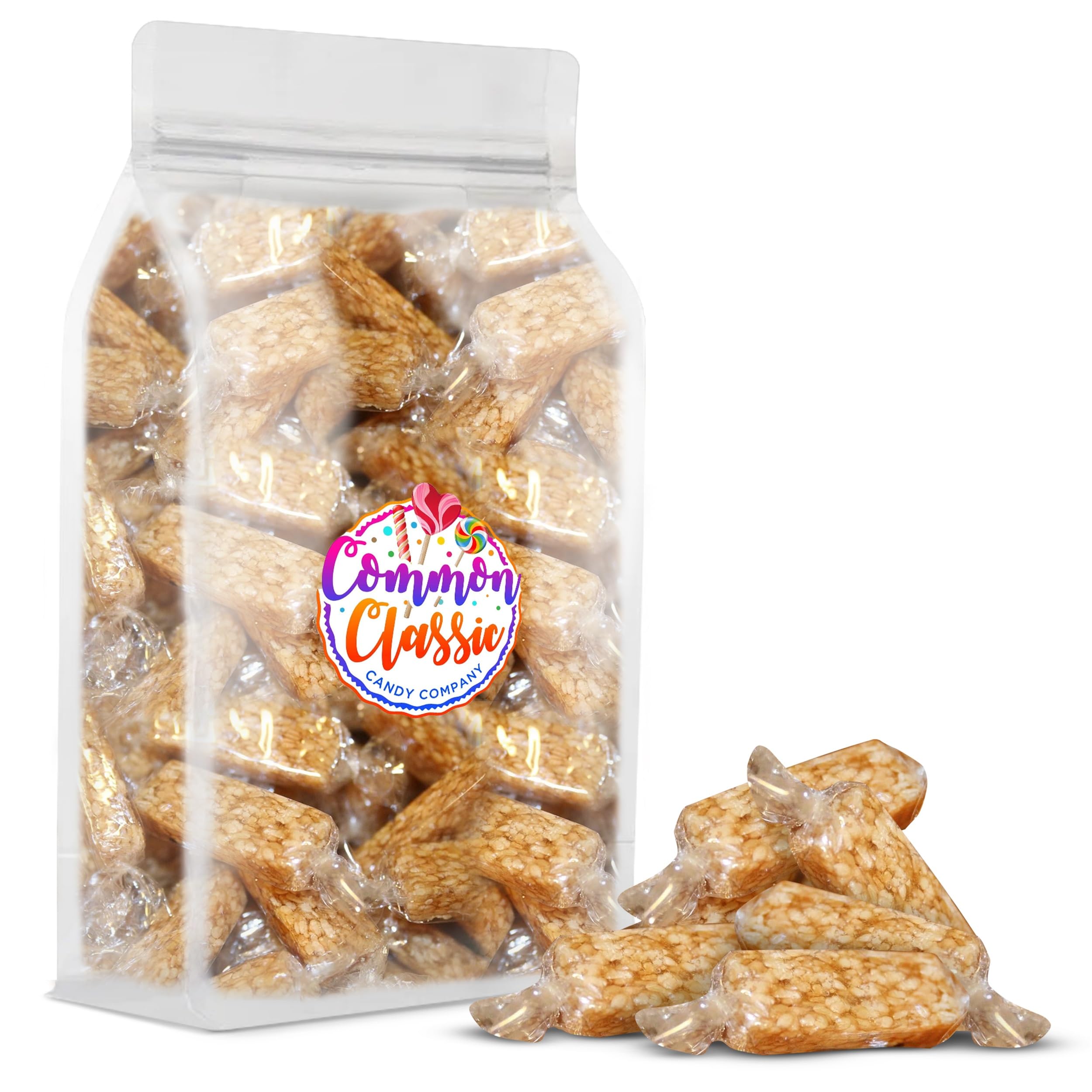 All Natural Sesame Crunch Candy - 16oz Bulk Size | Resealable Stand-Up Bag | Classic Snack for Parties, Gifts & Healthy Treats | Common Classic Candy Company