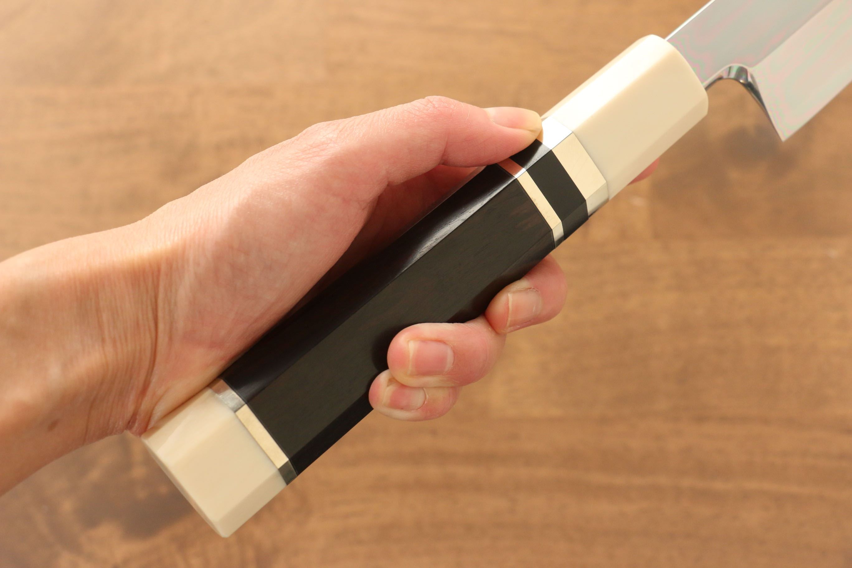 Premium Jikko Silver Steel No.3 Sakimaru Yanagiba 360mm Japanese Sushi Knife - Ebony Wood Handle with Decorative Ring - Perfect for Sushi Chefs & Japanese Cuisine Preparation