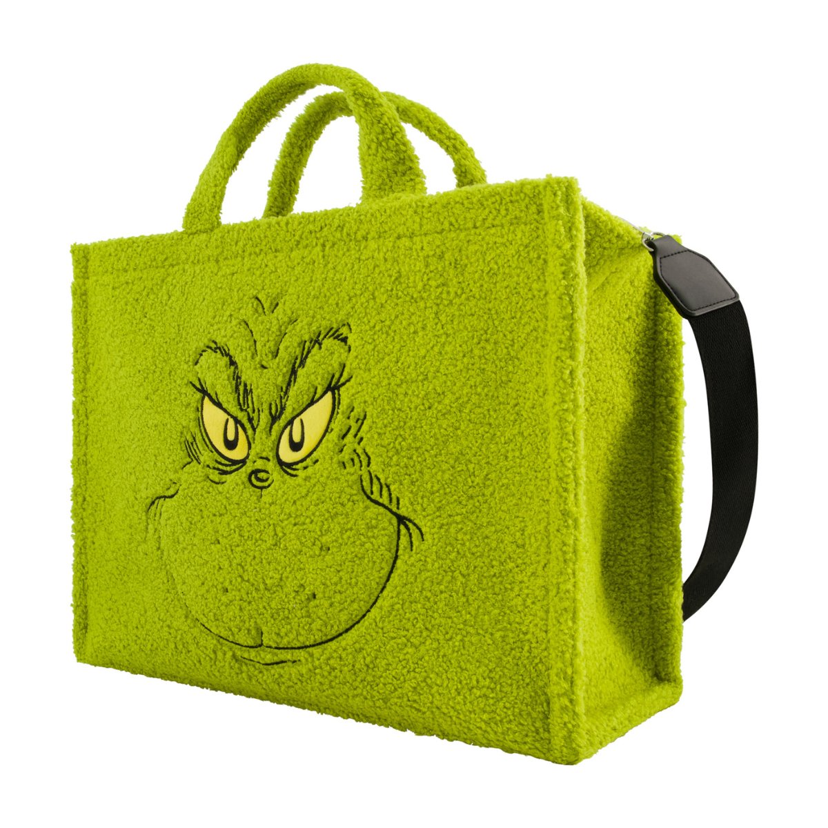 Grinch Big Face Travel Tote Bag with Trolley Strap - Perfect for Holiday Travel, Christmas Shopping & Airplane Carry-On