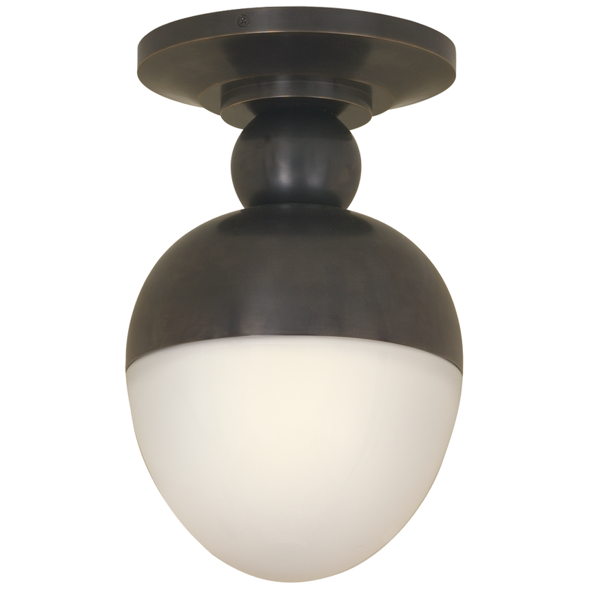 Clark 1Lt Semi Flush Ceiling Light Fixture in Antique Brass/Bronze Finish - Perfect for Bedroom, Living Room & Dining Room Lighting