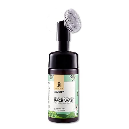 Spanish Squalane Foaming Face Wash with Kiwi Extracts & Aloe - Hydrating Facial Cleanser for Dry & Combination Skin | Includes Soft Brush | Non-Drying Formula for Men & Women | 120ml | Perfect for Morning & Night Skincare Routine