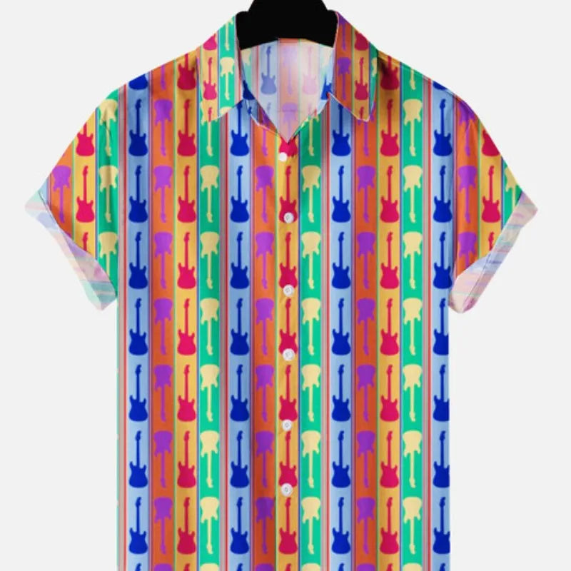 Men's Boho Patchwork Shirt for Festival & Party Outfits | Casual Summer Hippie Style Shirt for Music Festivals & Beach Vacations