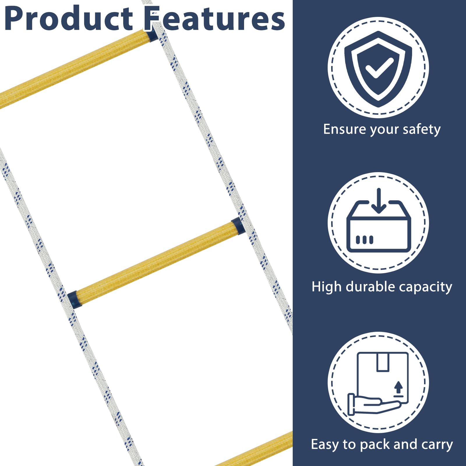 16Ft Fire Escape Ladder for 2 Story Homes - Emergency Window Ladder with Heavy Duty Hooks for Balcony, Railing & Tree House - Perfect for Bedroom, Apartment & Emergency Evacuation Scenarios