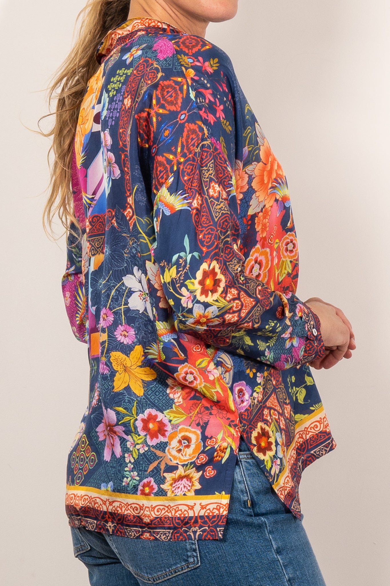 Johnny Was Audrey Oversized Blouse - Boho Flowy Women's Top for Casual & Dressy Occasions | Perfect for Beach, Office & Date Nights