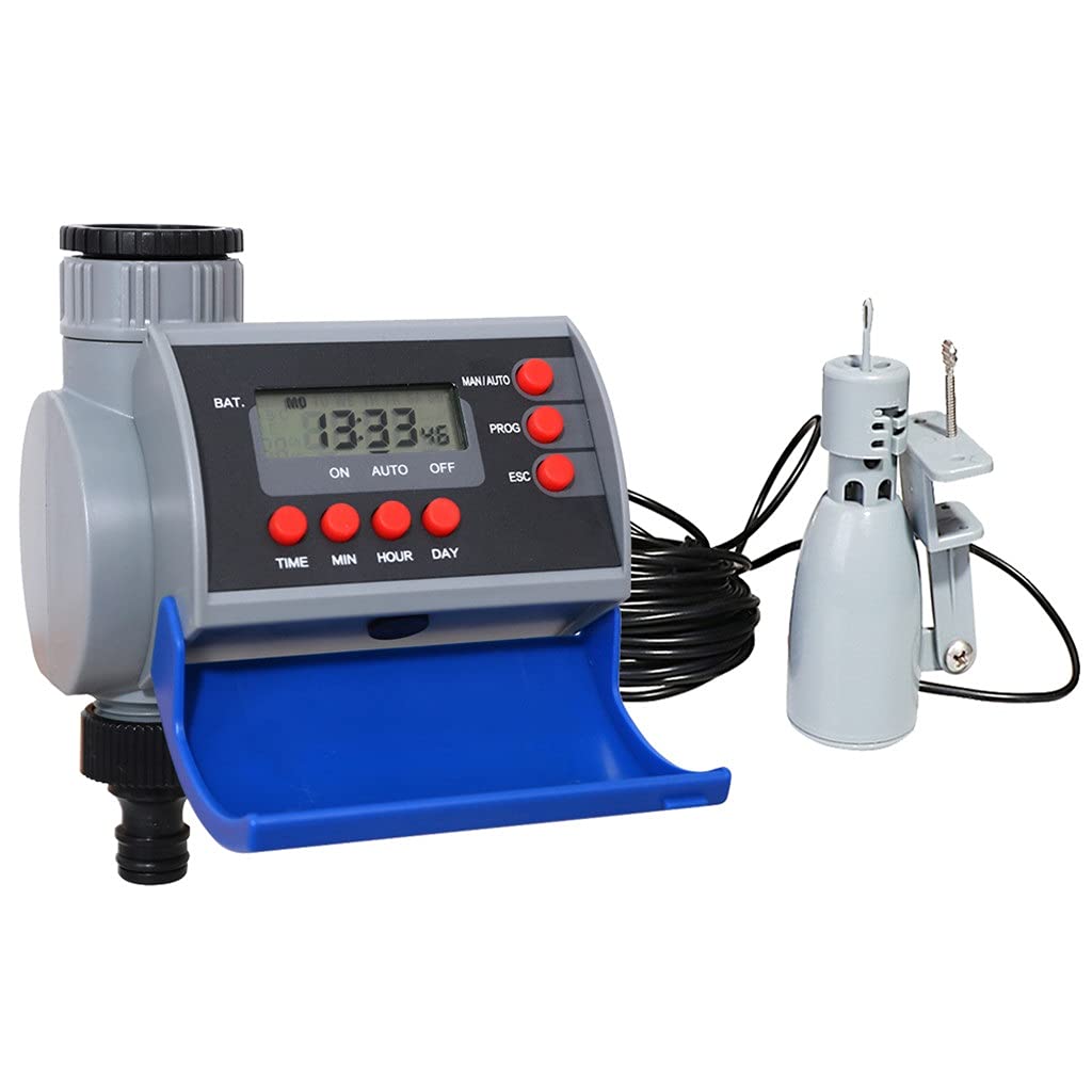 Digital Water Timer for Garden Irrigation - LCD Display Smart Watering Controller with Solenoid Valve | Perfect for Home Gardens, Lawn Sprinklers & Drip Irrigation Systems (Color: B)