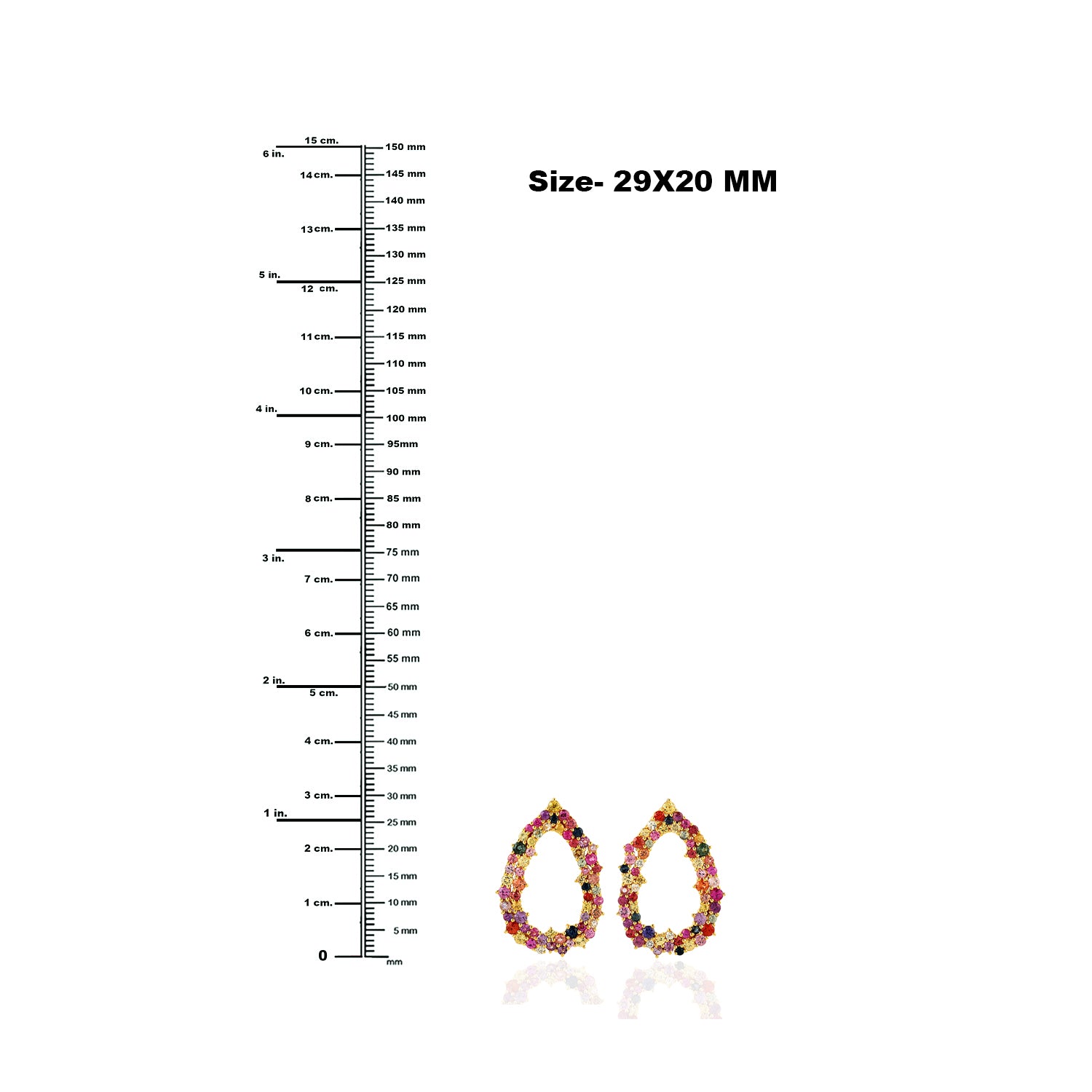 18K Yellow Gold Pave Multicolor Sapphire Cluster Earrings for Women - Elegant Gemstone Jewelry Gift for Anniversary, Birthday & Special Occasions