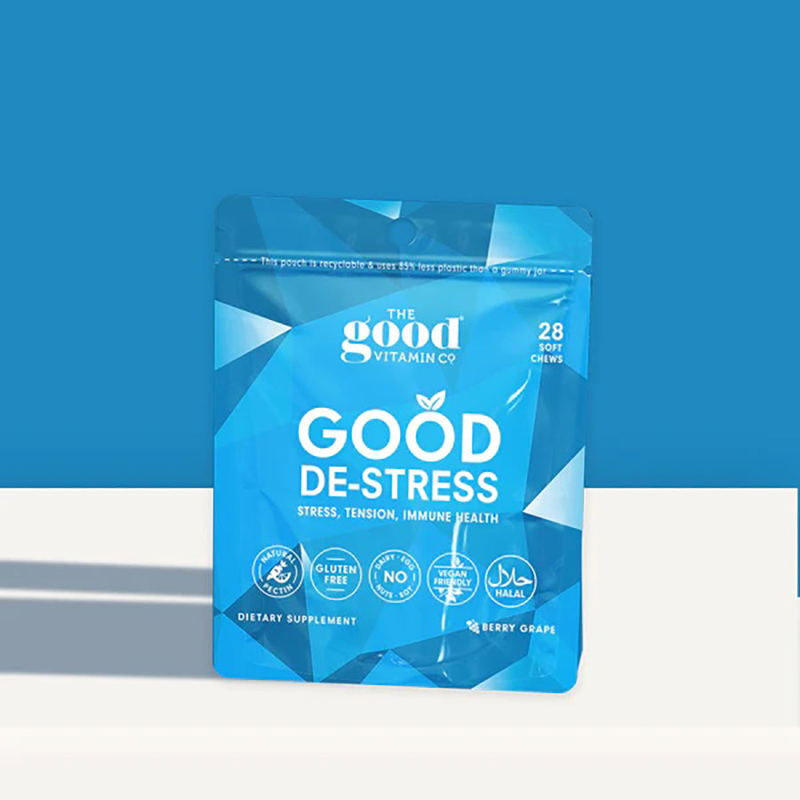 The Good Vitamin Co Stress Relief Soft Chews - Natural Relaxation Supplement with Ashwagandha & L-Theanine (28 Count Pouch) - Perfect for Daily Stress Management & Anxiety Relief at Work or Home