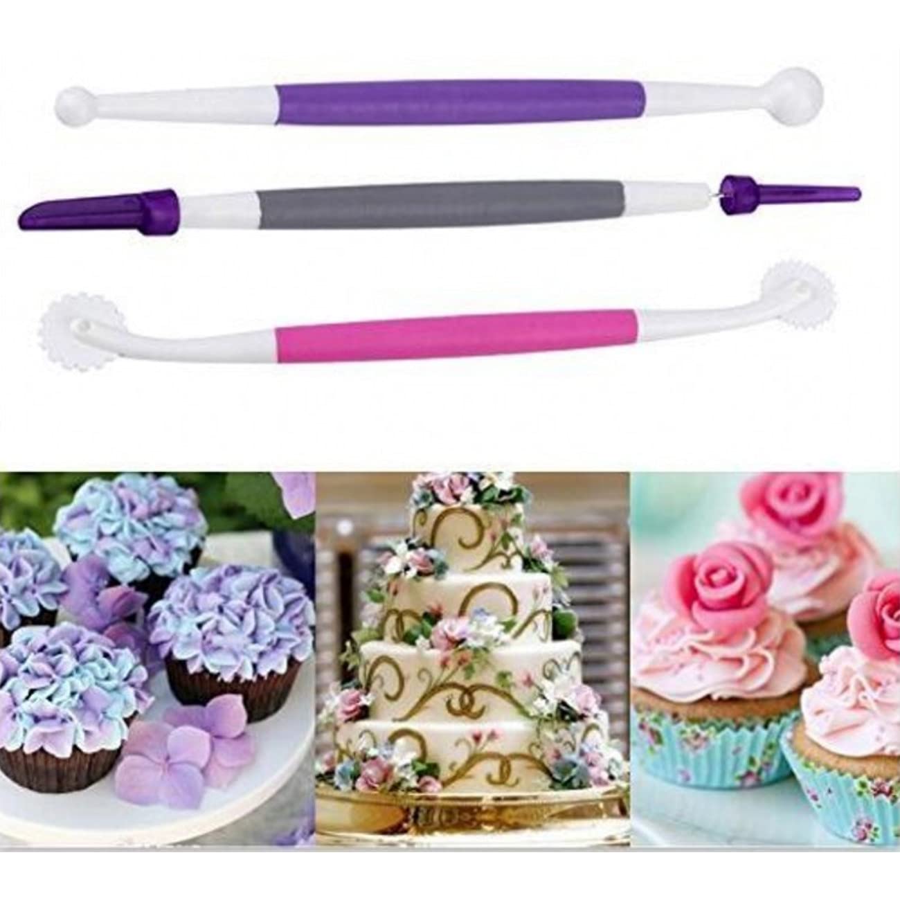 5-Piece Cake Decorating Tool Set - Fondant & Gum Paste Brushes for Professional Baking - Perfect for Wedding Cakes, Birthday Cookies & Cupcake Decorating