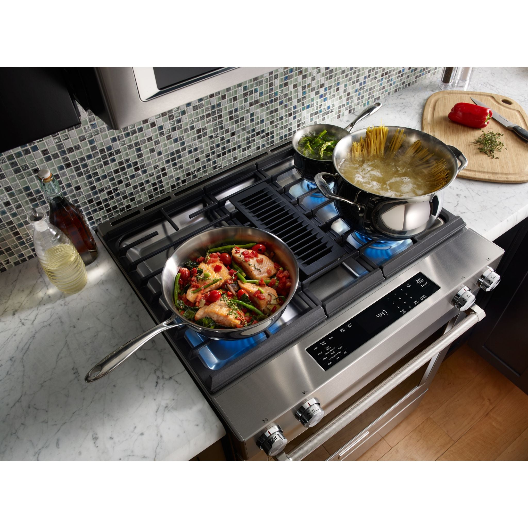 KitchenAid KSDG950ESS 30-Inch Slide-In Dual Fuel Range - Stainless Steel Gas Stove & Electric Oven for Professional Cooking & Baking at Home