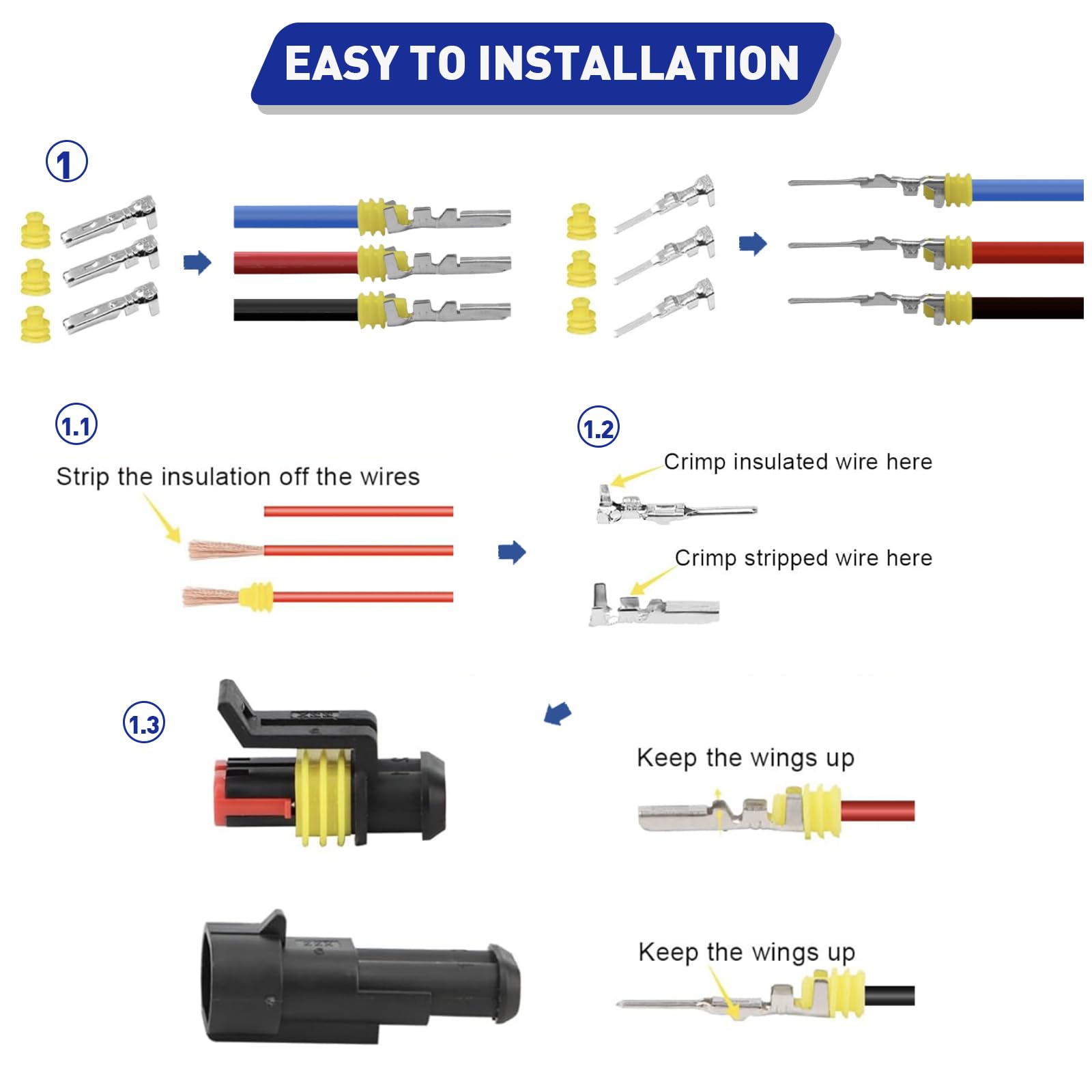 709Pcs Waterproof Wire Connectors Kit - 43 Kits Automotive Electrical Connectors with 1/2/3/4/5/6 Pin Weather Pack for 13-20 AWG Wire, Includes Ratchet Crimping Tool - Perfect for Car, Truck, Marine & Outdoor Electrical Repairs