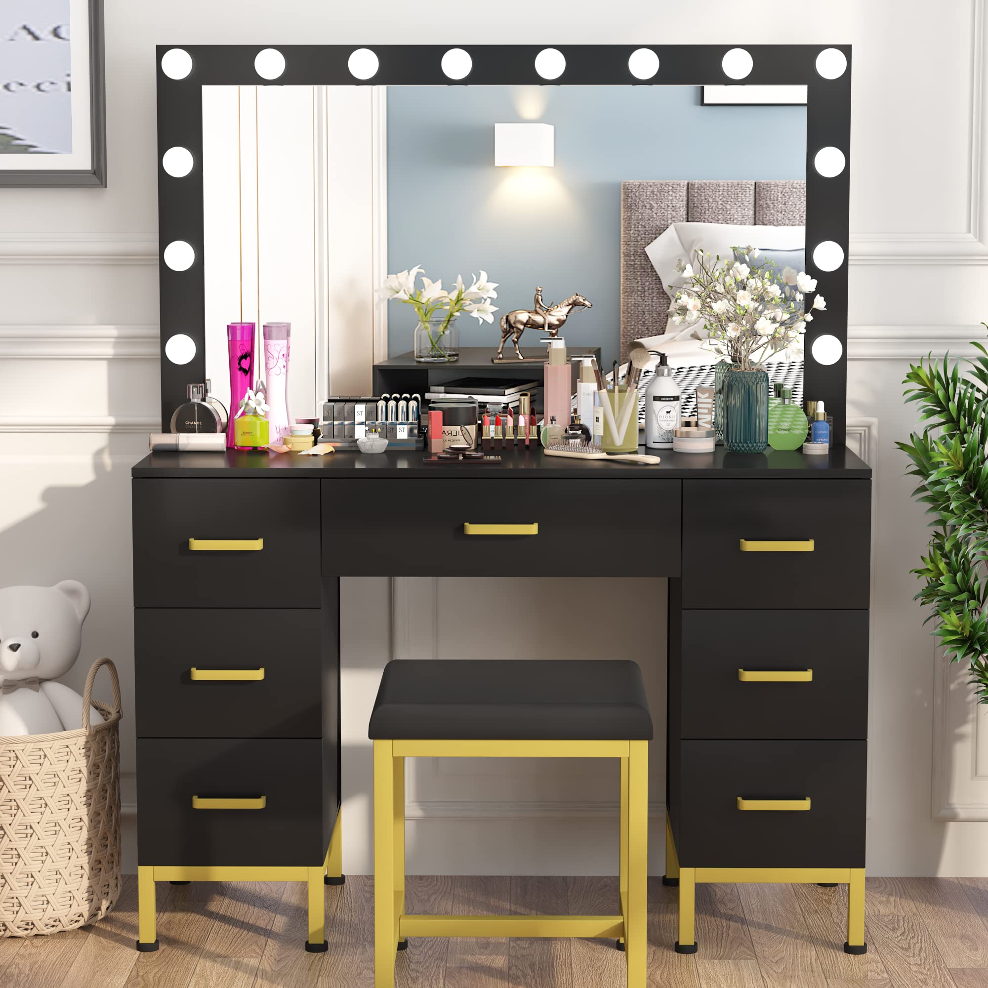 Modern Makeup Vanity with LED Lights - 44