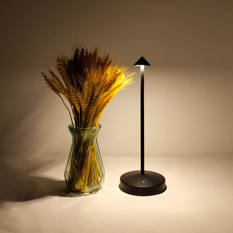Rechargeable Cordless Table Lamp - Modern Black Battery Operated LED Desk Light with Touch Control & 2-Level Dimmable Brightness | Portable Nightstand Lamp for Bedroom, Living Room, Restaurant & Bar Decor
